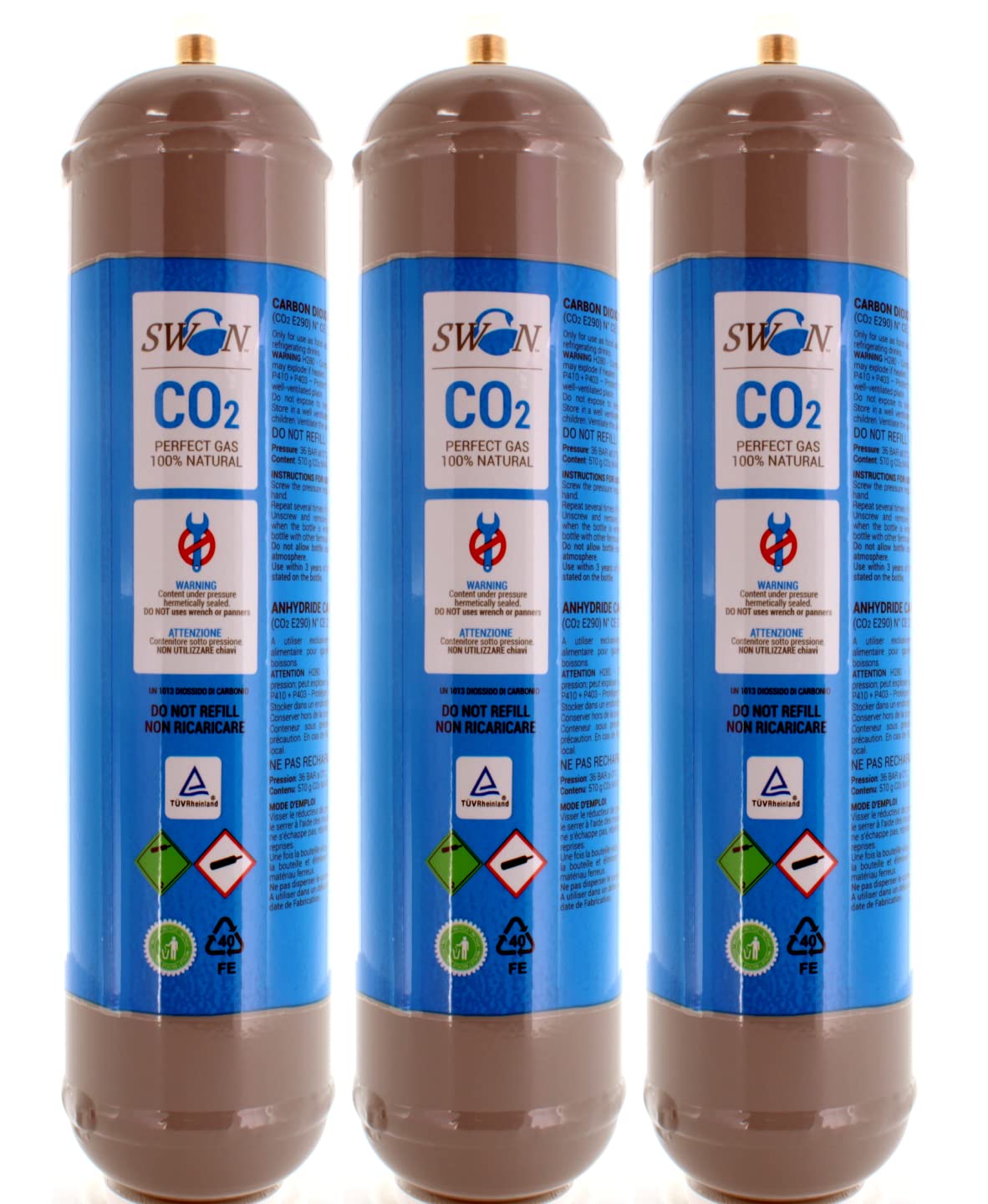 Bombole CO2 Per Gasatore Acqua - 4 Pezzi, 600g, Attacco M11x1, Usa E Getta, Made In Italy