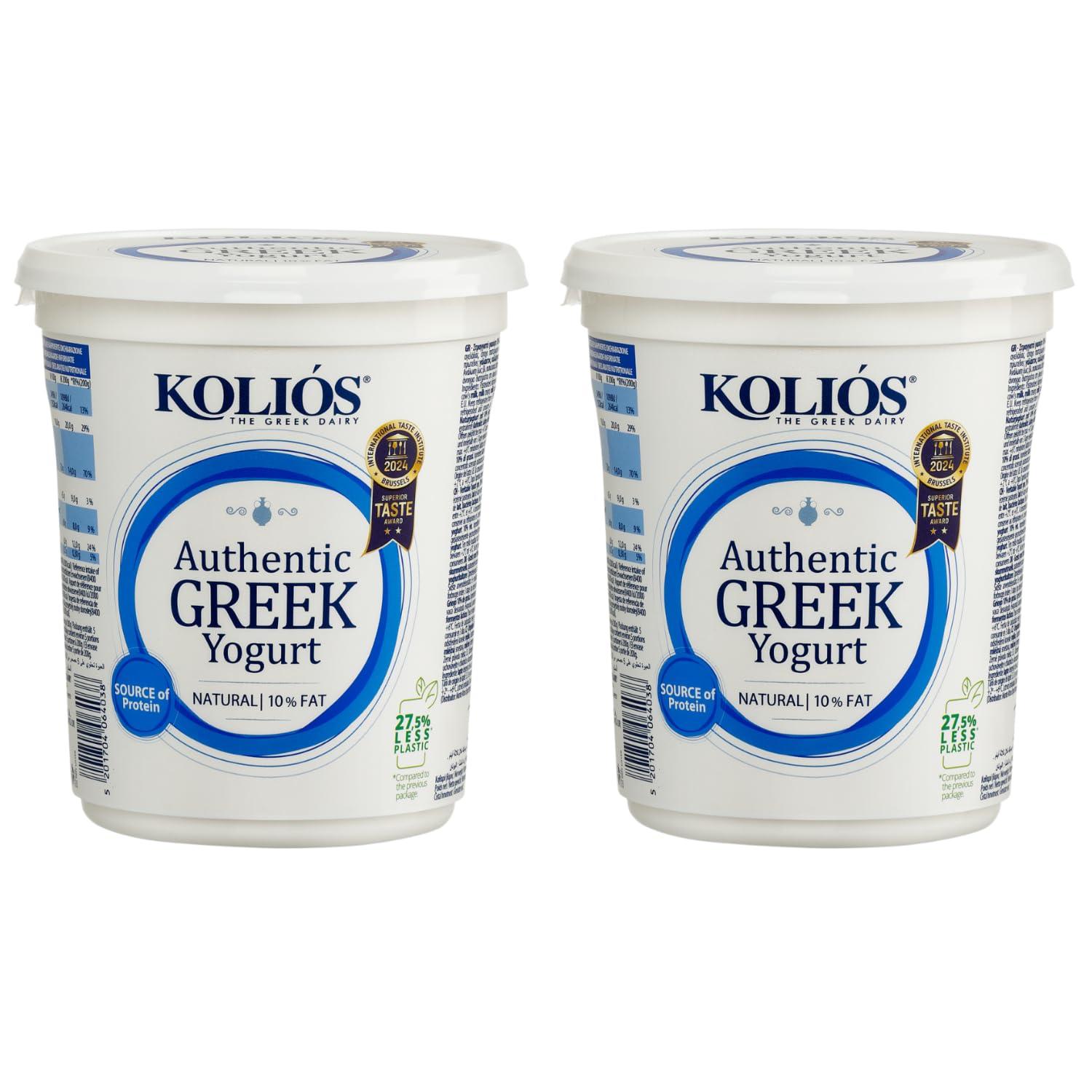 Griechischer Joghurt 10% 2x 1kg Kolios | Milder Joghurt aus Kuhmilch | Vielfach mit Gold prämiert | +20ml Jassas Olivenöl