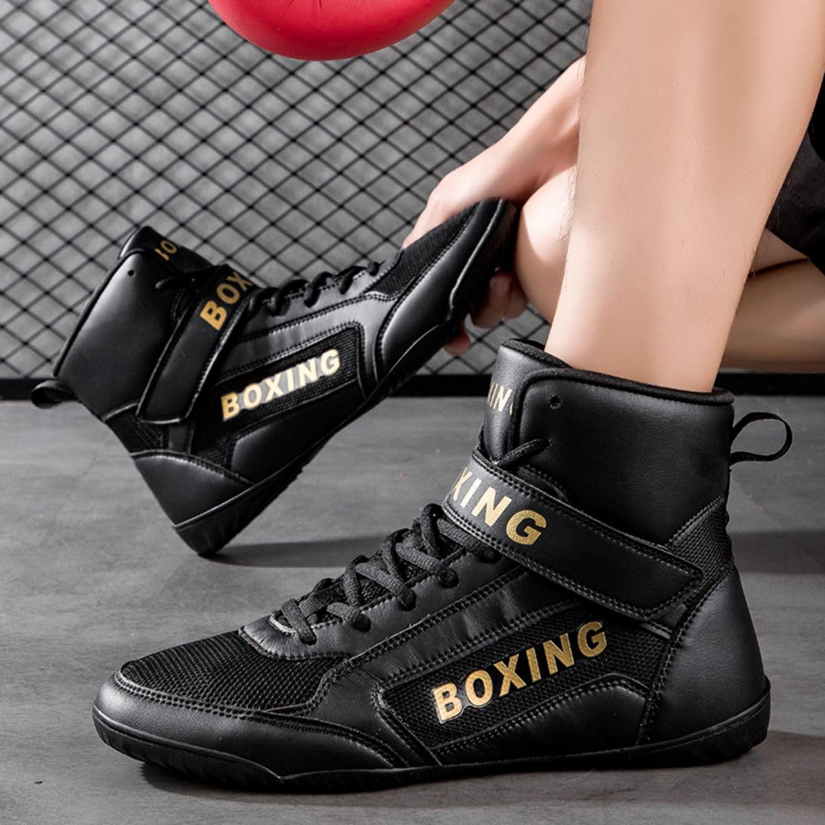 Scarpe da Boxe da Uomo Scarpe da Allenamento per Pugili Scarpe da Combattimento Adatte per l'allenamento di Combattimento Sportivo Fitness Scarpe da Wrestling da Uomo 35-47