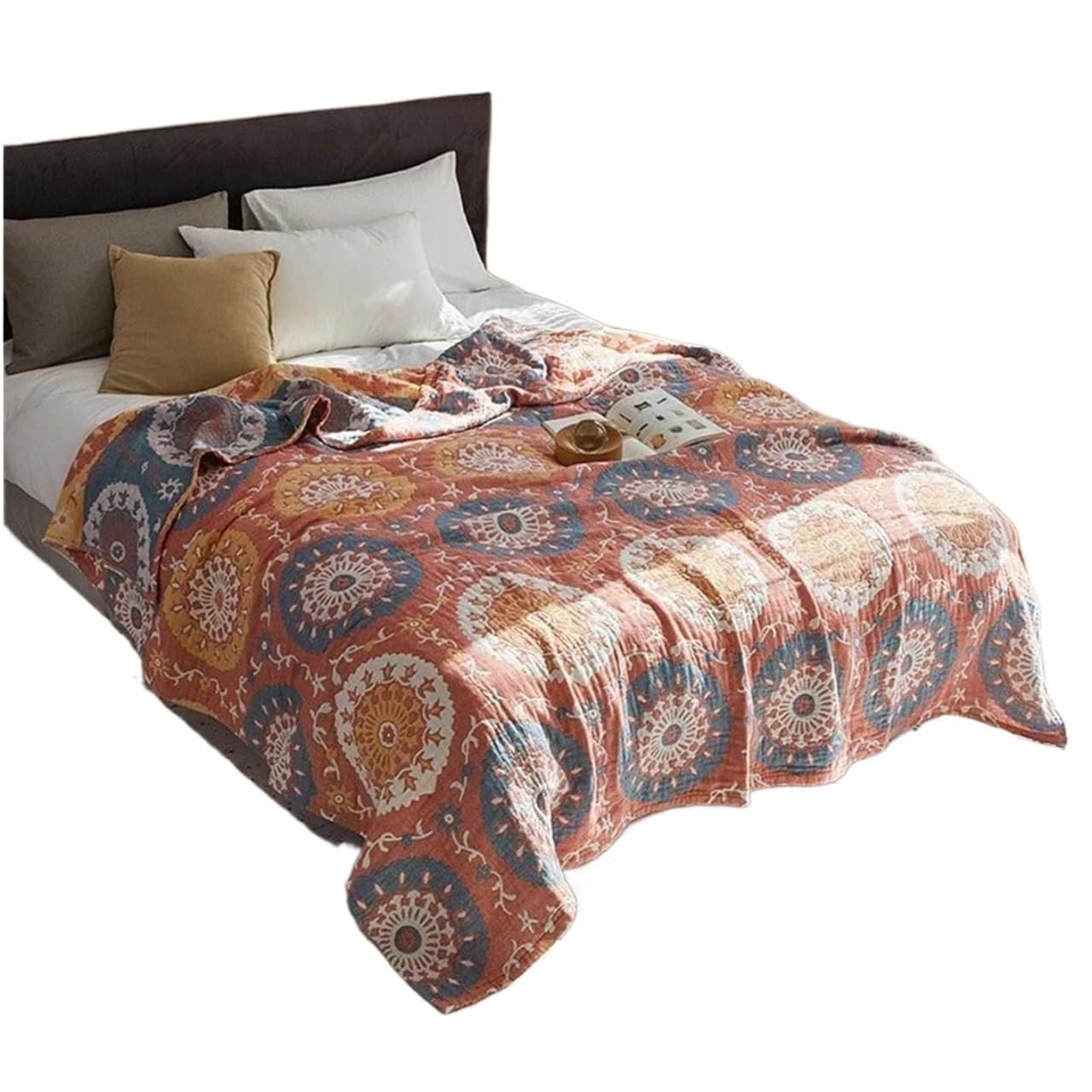 HKSDKABOP Multicolor Muslin Throw Blanket Multiple Sizes Breathable Bedspread(Color3,200X230CM)