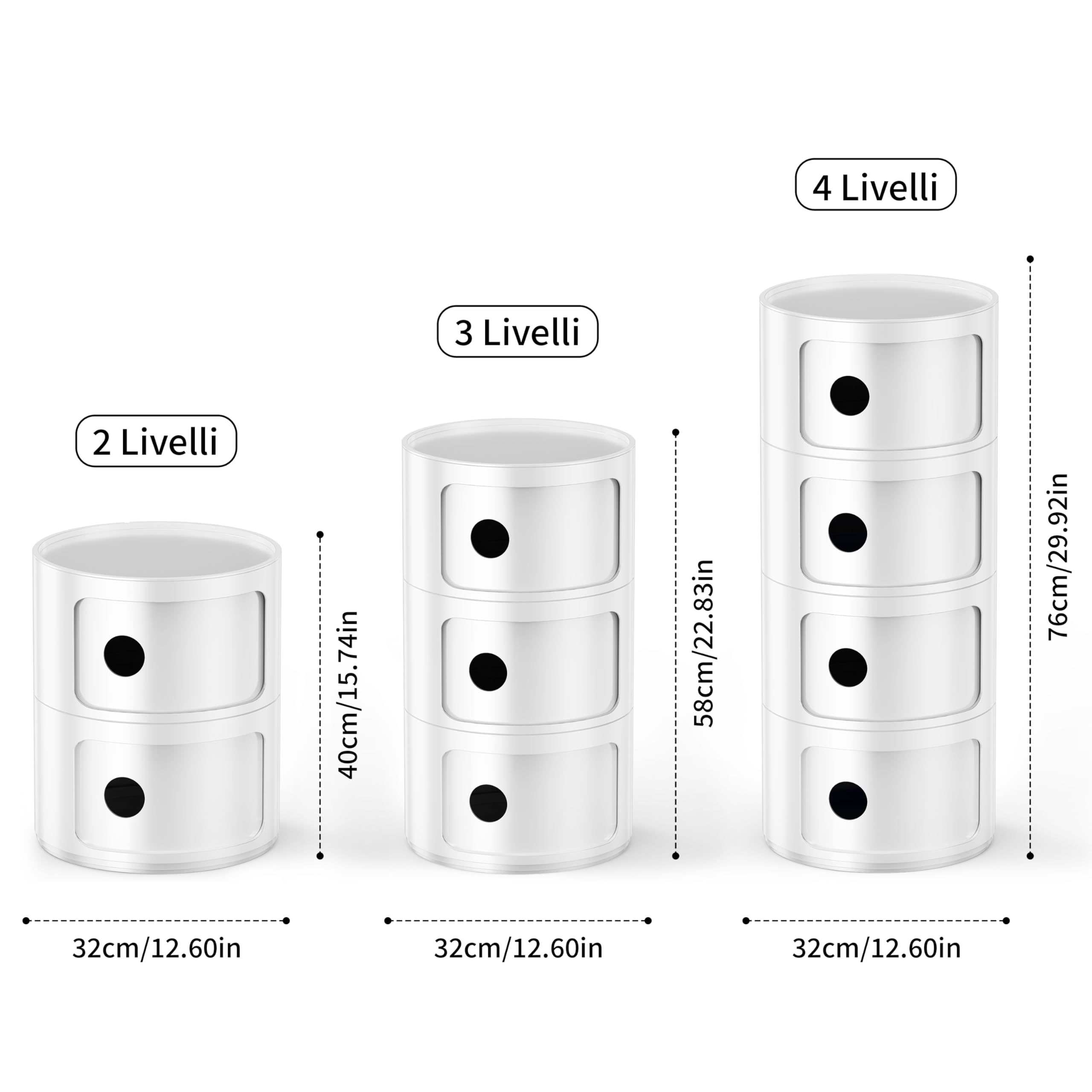 Kiseely Contenitore, comodino camera da letto, Comodino armadietto,moderno tavolino da camera per camera da letto, soggiorno, bagno (Bianco S1, 2 Elementi)