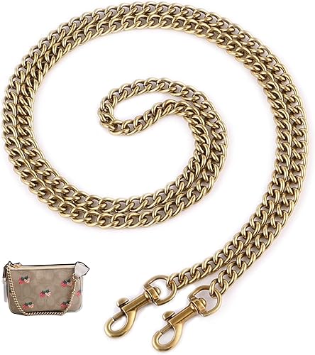 Correa de cadena plana de hierro de 24 pulgadas y 23.6 in para monedero, bolso de hombro, accesorios de correas (cobre dorado + perla-24 pulgadas), disponible en Yaxa Peru