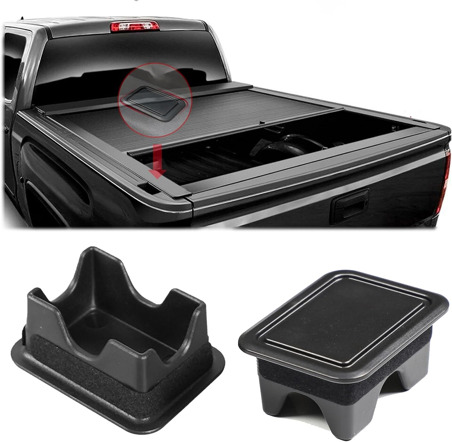 ONERAY Bed Rail Stake Pocket Covers for Dodge Ram 1500/2500 (2019-2025) - Rear Plug Caps 2-Pack