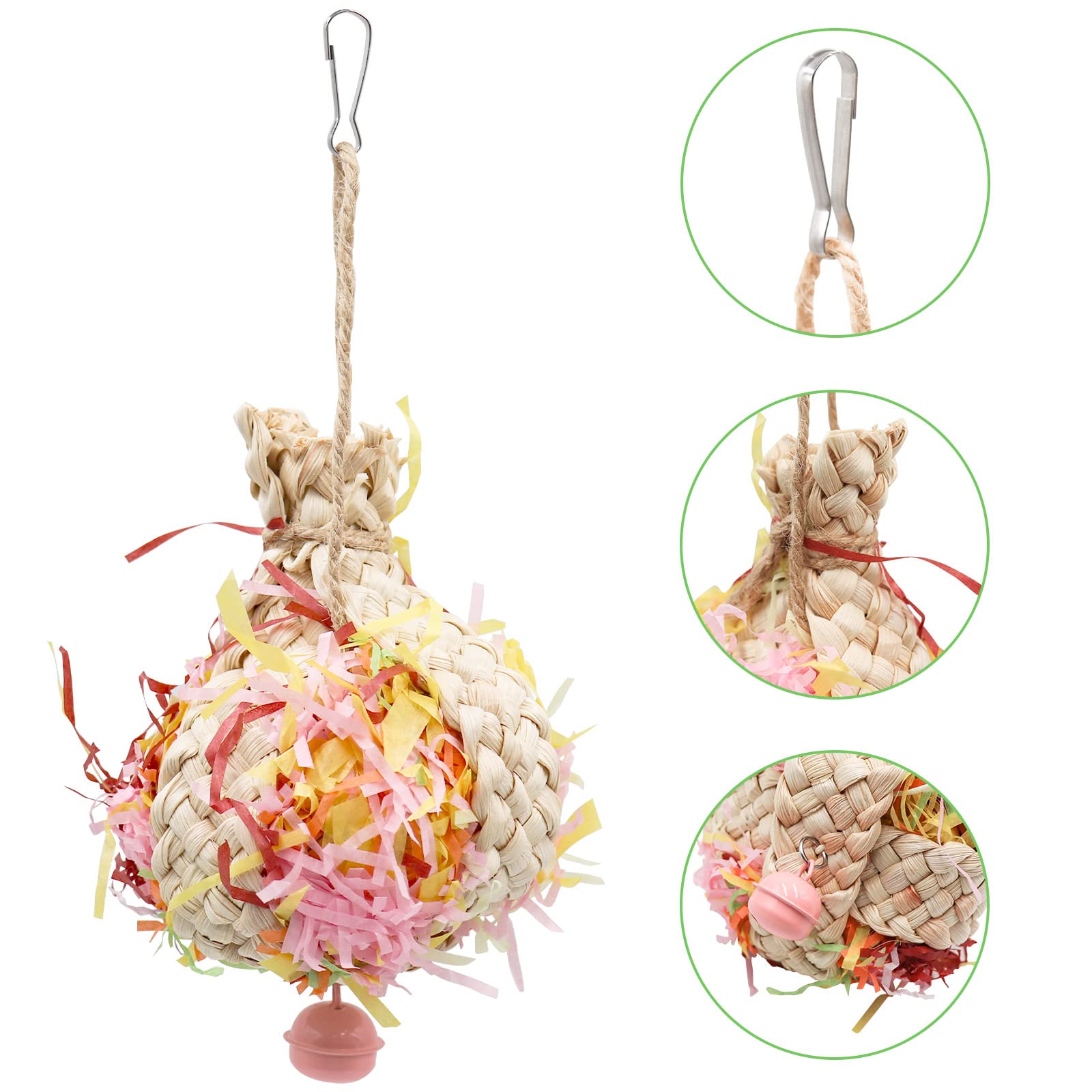 Oooct Colorful Bird Chewing Toy, Parrot Shredder & Beak Grinding Toy with Bells, Bird Cage Accessories for Cockatiels, Parakeet, Parrot, Budgies, Rat, Hamster, Chinchilla & African Grey