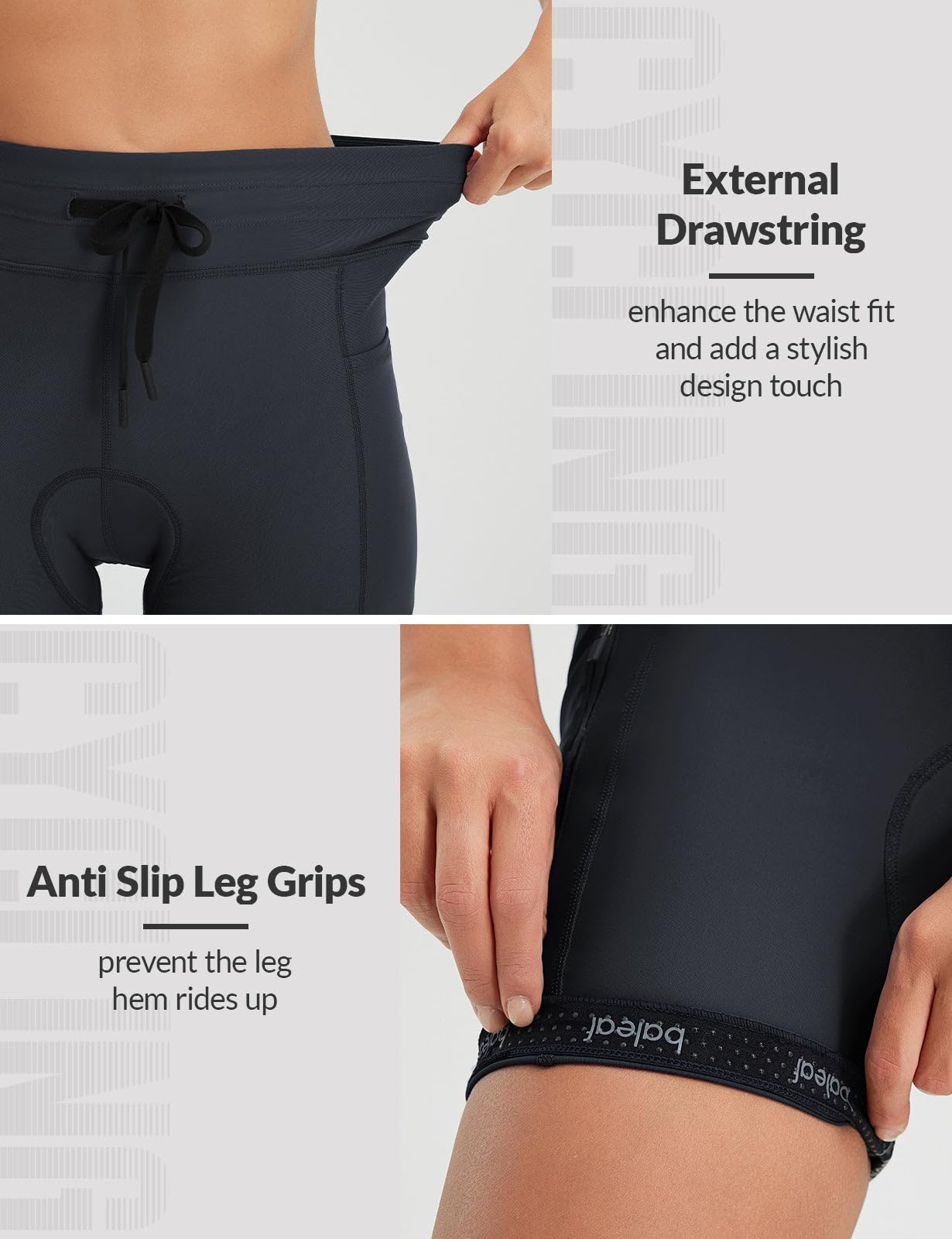BALEAF Pantaloni da ciclismo da donna, imbottiti, da 5 pollici, 4D, imbottiti, corti da ciclismo, abbigliamento da ciclismo