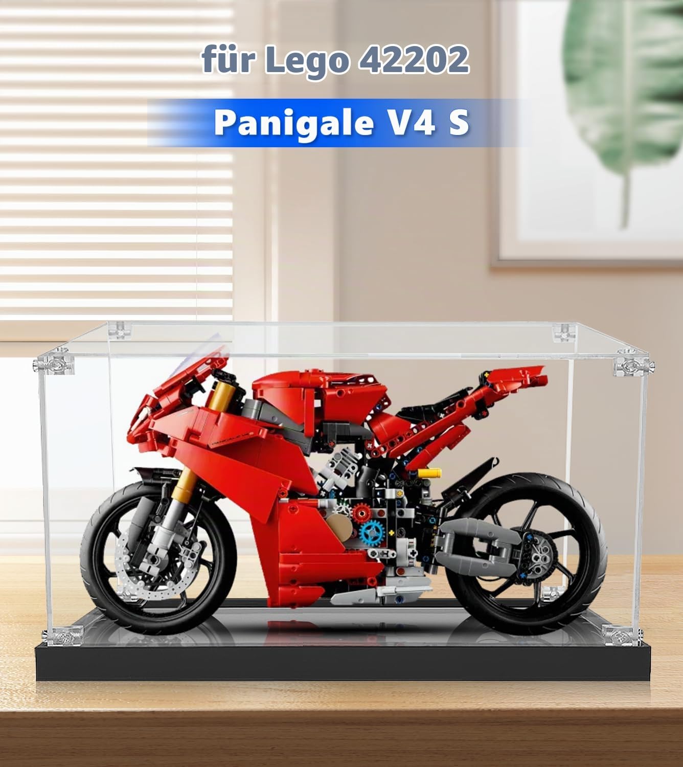 Acryl Vitrine kompatibel mit Lego 42130 Technic 1000 RR Motorrad-Modell, Staubgeschützte Aufbewahrung und Organisation Vitrine für Modell 42202/75953/ 21030/42159/42177/71391, 50x25x33 cm