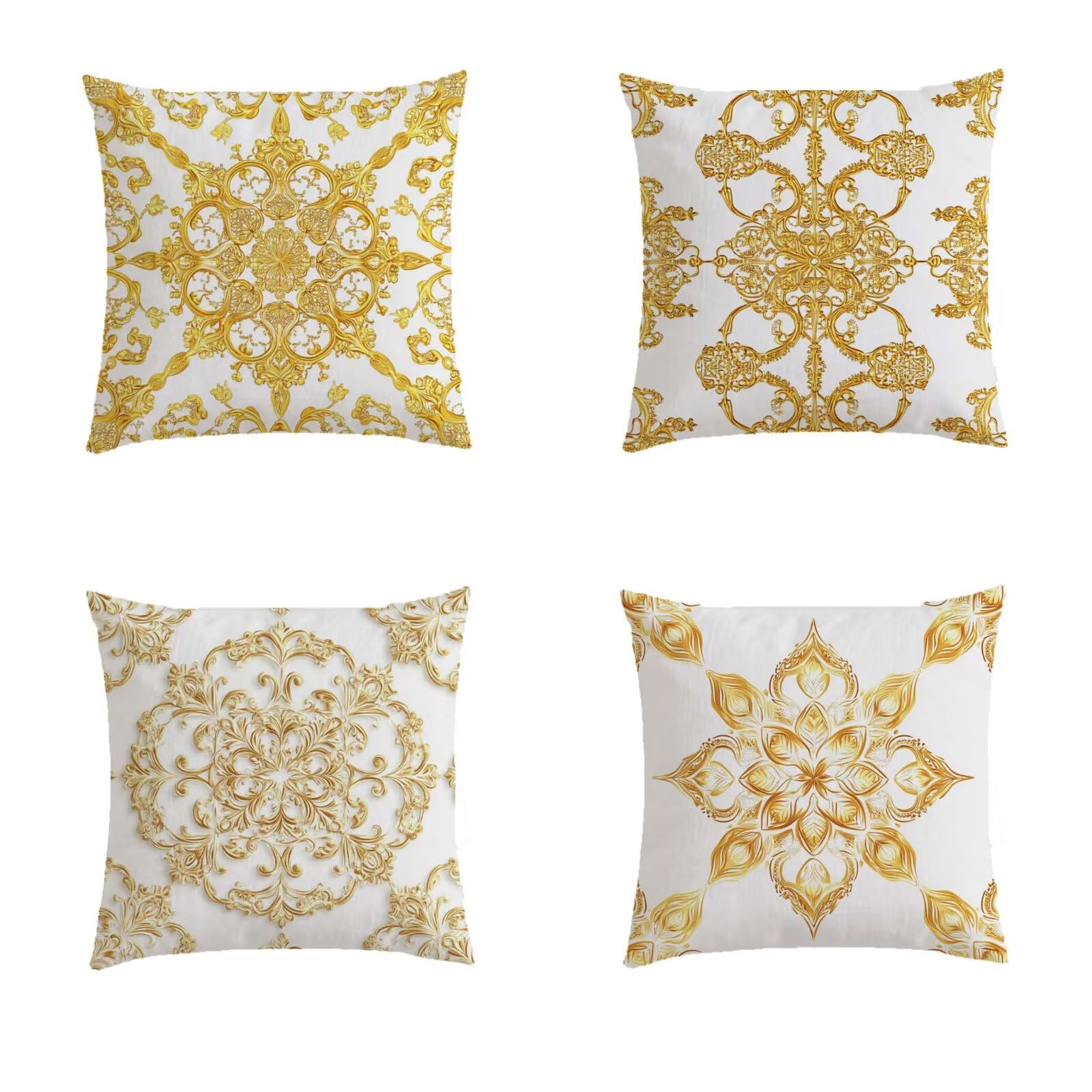 Housse de coussin salon de jardin jaune 50x50 cm | Sublimez votre terrasse en lot de 4