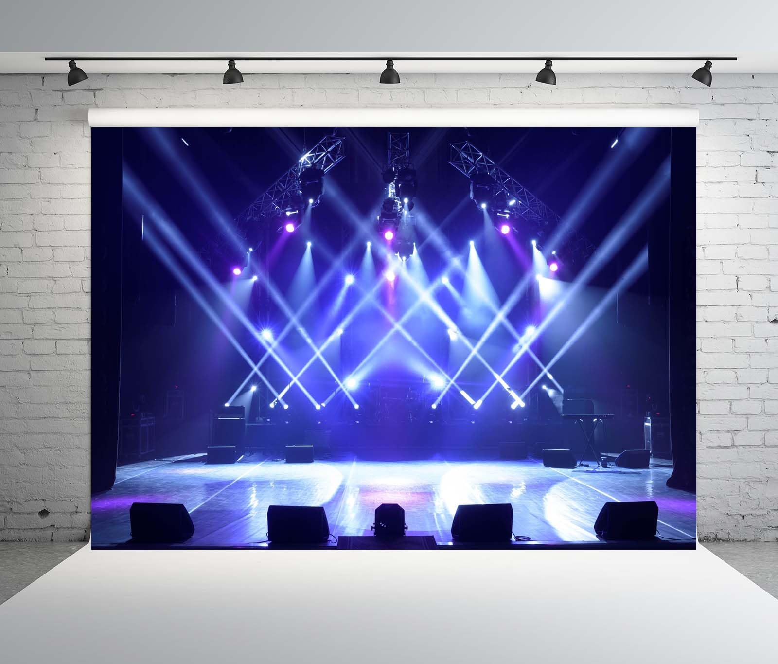 BELECO 4.6x2.5m Sfondo in tessuto Palco musicale | Palco concerto fari blu viola spettacolo gruppo rock sfondo festa musica dj shooting studio foto