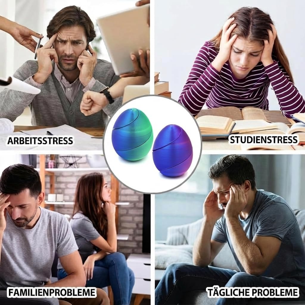 Twisty Fidget Egg, 3D Printed Slippery Egg Fidgets, Twisty Fidget Eggs, 3D Printed Slippery Fidget Egg, Easter Egg Toy, Rotating Fidget Puzzle Toy for Stress Relief for Children (B)