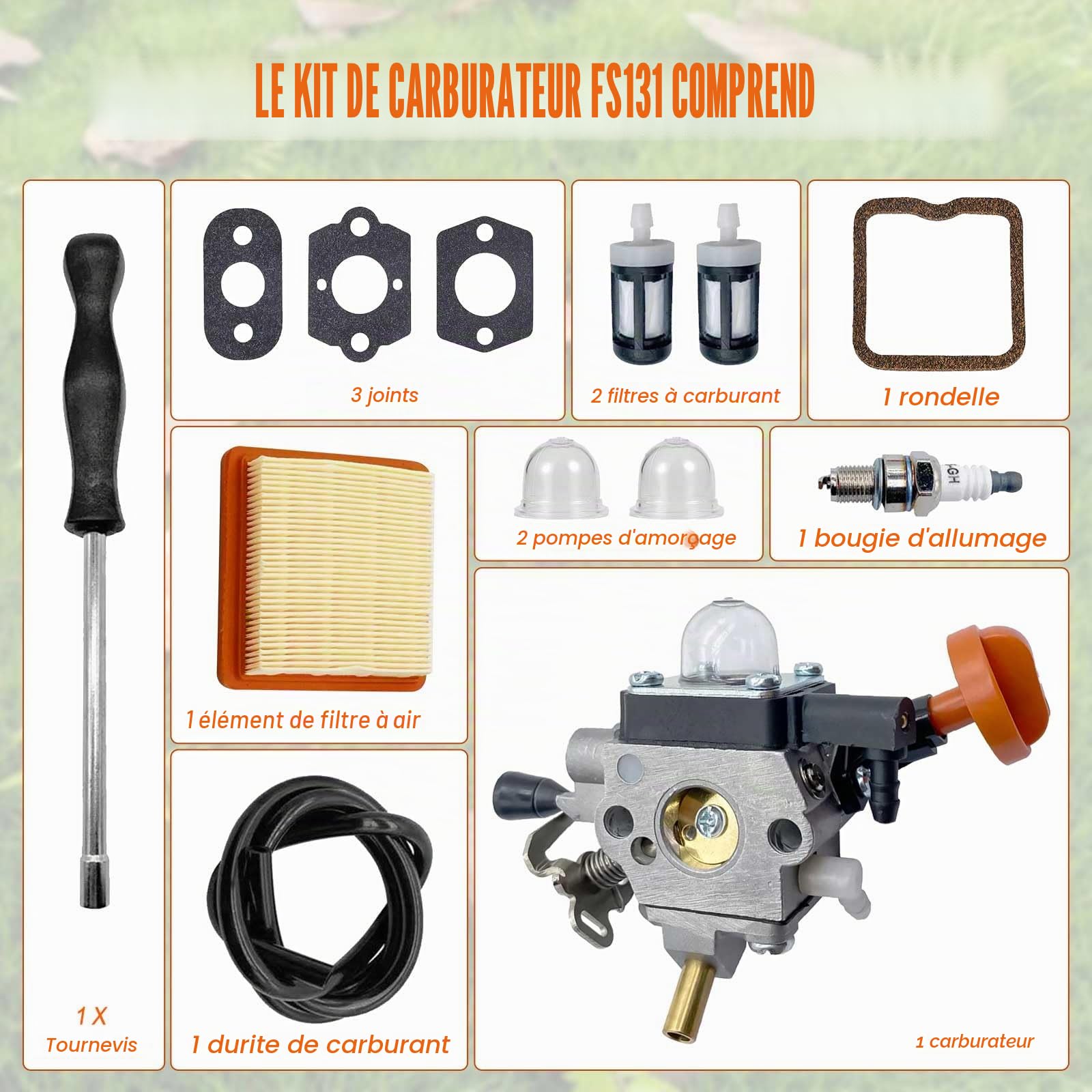 Carburateur pour Stihl FS131 FS131R FS311 KM131 HT131 HT132 HT133 HT134 HT135, remplace 4180-120-0619 4180-120-0617 Kit de réglage avec 4180 1417 0300 Kit de filtre à air