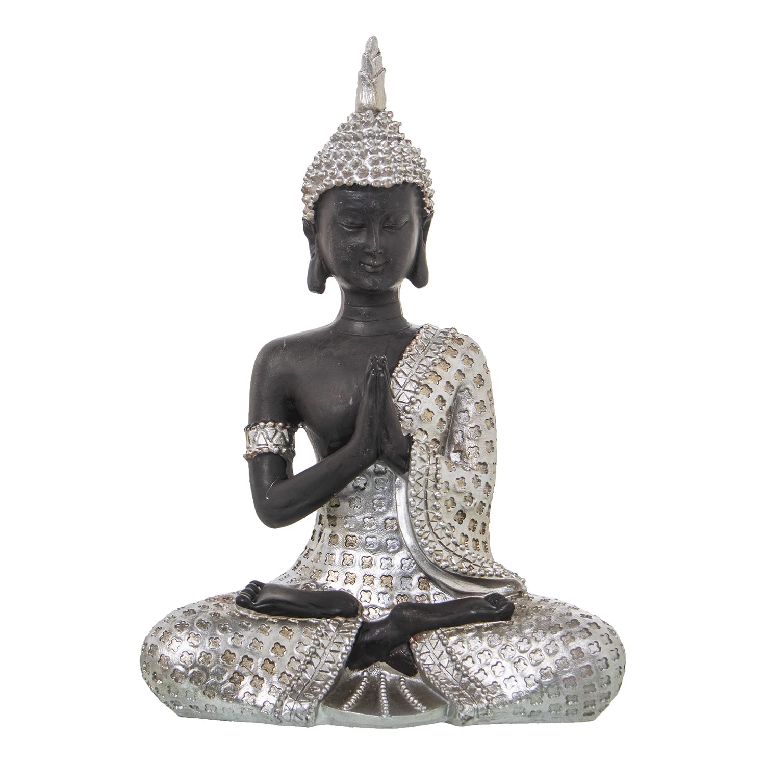 AlexandreHouse Figure Resin Buda Plateado/Brown 16 x 9 x 23 cm