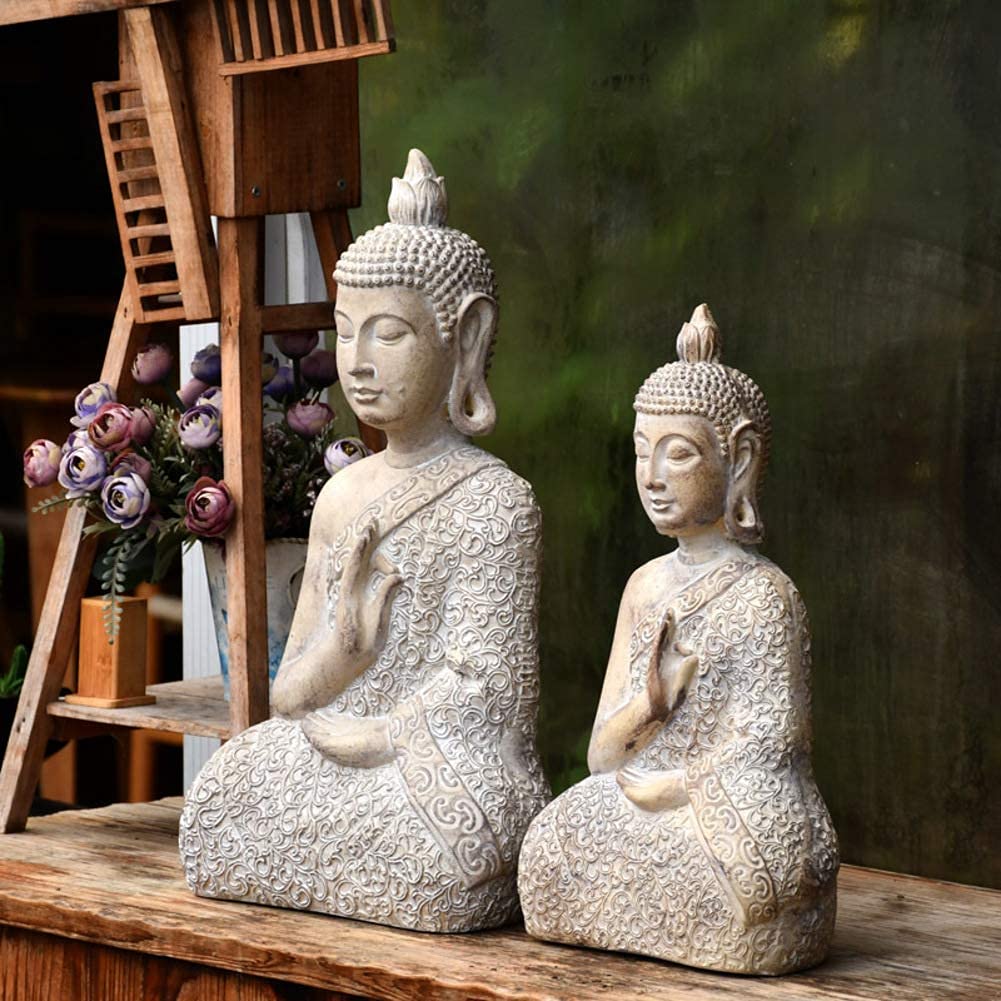 ZXQUEGF Statua di Buddha da Giardino, Statua Decorativa Zen, Ornamenti di Regali Religiosi, Giardino Creativo per Interni ed Esterni, Decorazione Artistica da Giardino B 43x25x15 cm