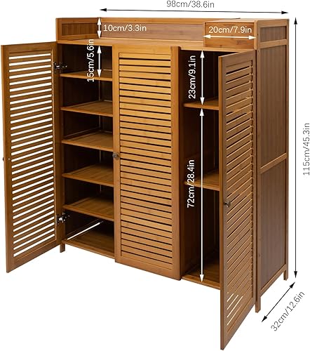 Miniatura 2 de Xuthusman 6-Tier Bamboo Shoe Cabinet with 3-Door Storage Box Portable Shoe Rack Organizer Free Standing Shoe Racks, Shoe Storage Cabinet for
