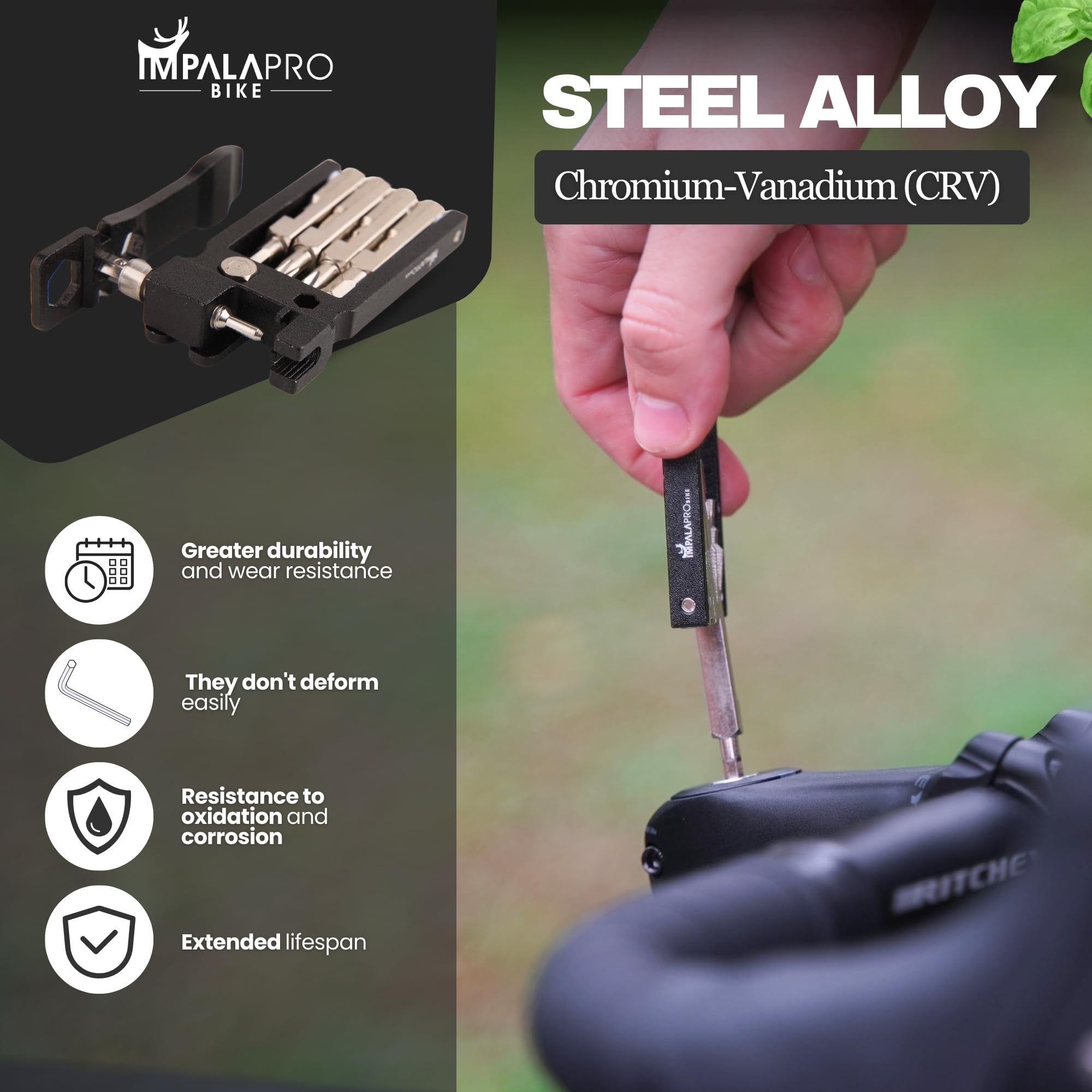 Multitool Per Bici IMPALAPRO 20 In 1 - Kit Riparazione Leggero In Acciaio Cromo-Vanadio