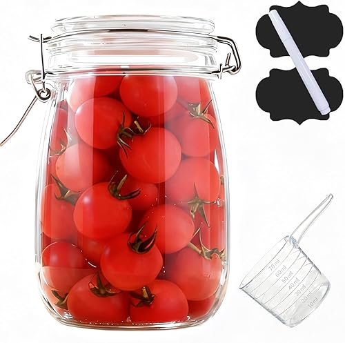 1 tarros de vidrio con tapa hermética, tarros Mason de 34 onzas de boca ancha, tarros de conservas de vidrio para conservas y fermentación,