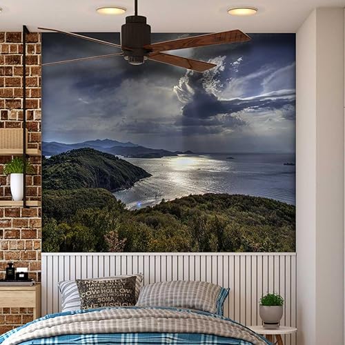 Miniatura 2 de Papel tapiz con vista a la playa para pegar y despegar, papel tapiz para dormitorio, espacio animado de 118 pulgadas de ancho x 110 pulgadas de alto