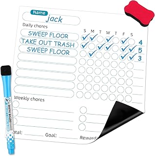 Grevosea Chore Charts for Kids/adults, Dry Erase Chore Chart Reward Chart Magnetic Chore Board with Magnets Eraser and 1 Dry Erase Markers for Daily Schedule Weekly Planner Family Home School