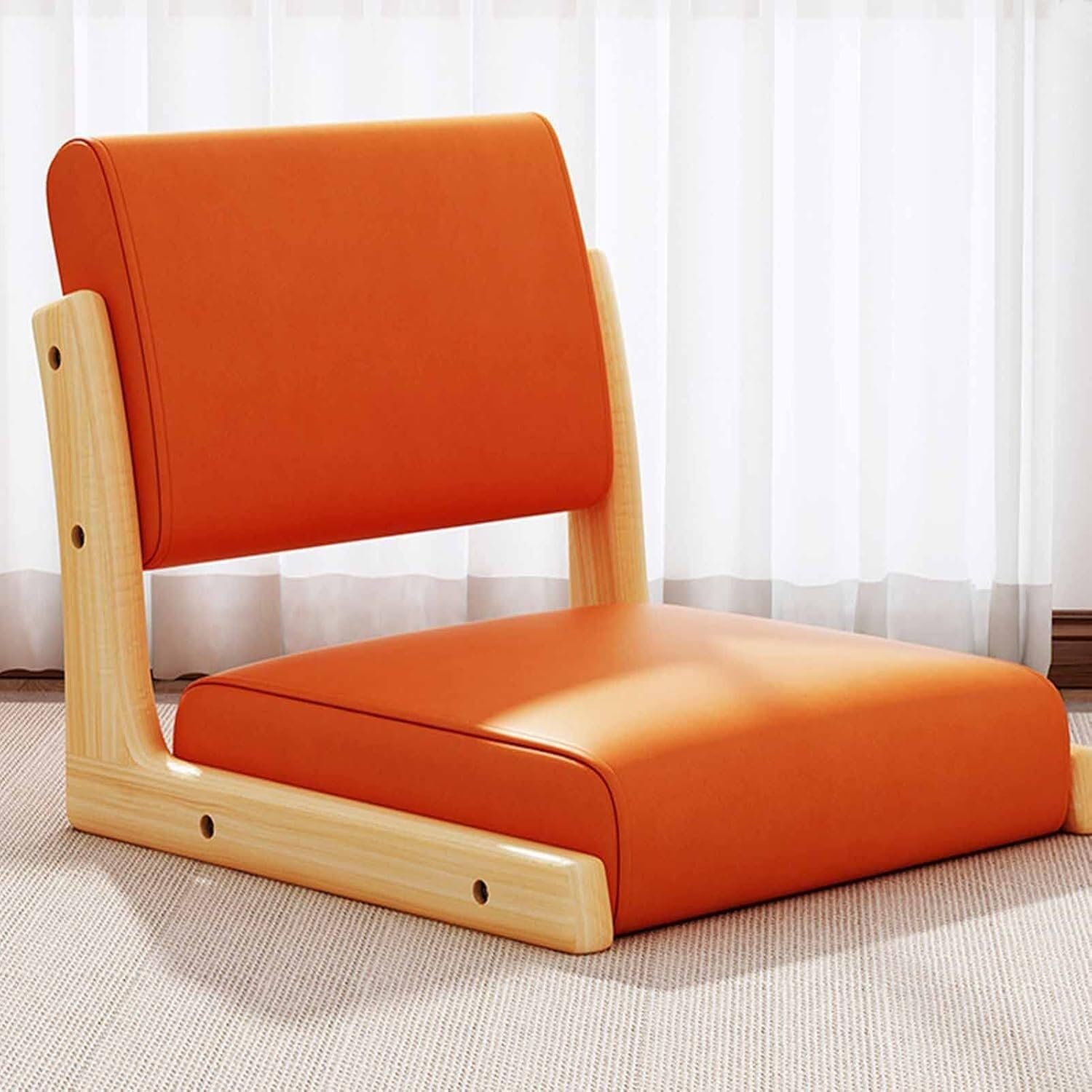 Siège de chaise simple portable avec coussin or et dossier en bois pour sol de salon