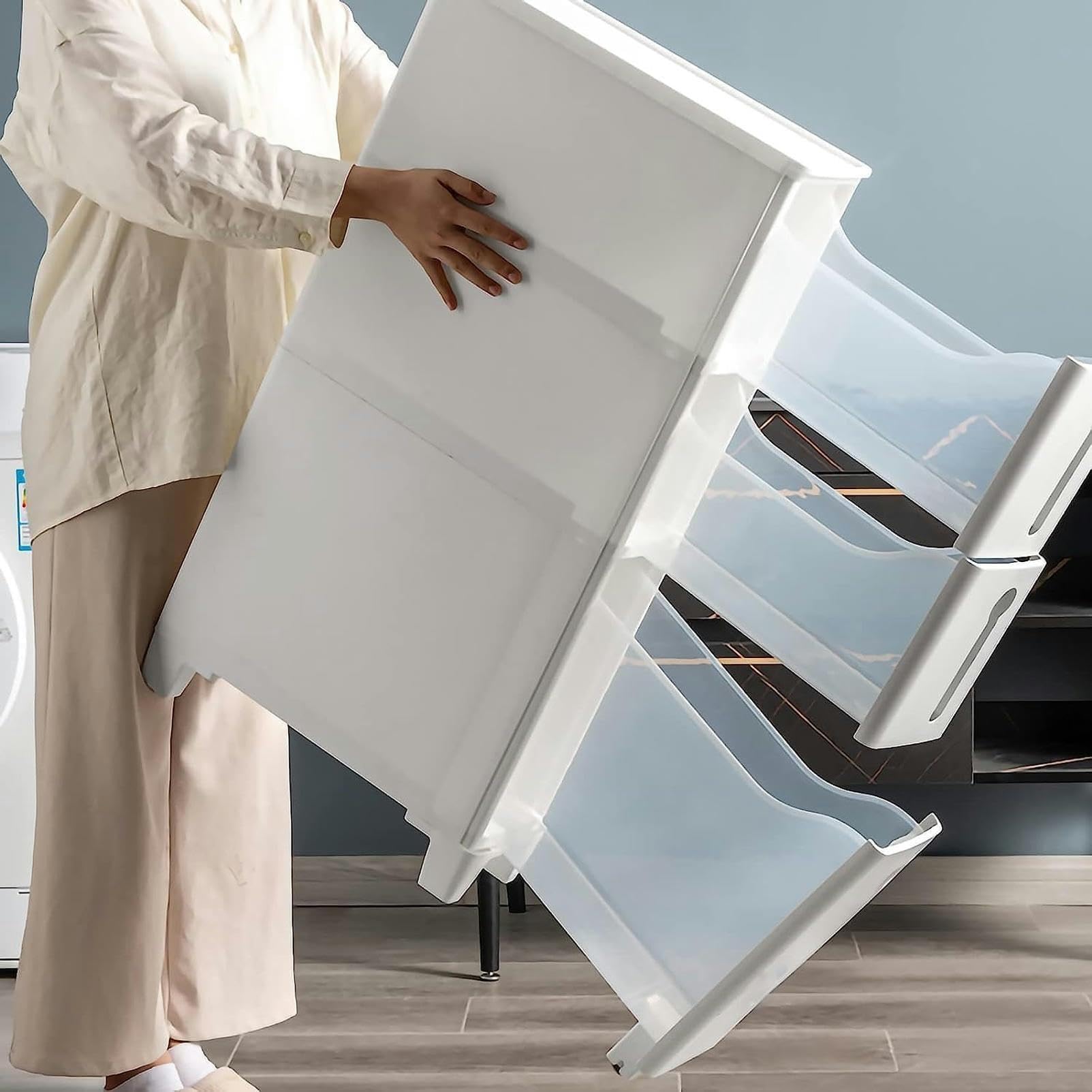 Gabinete De Piso De Baño Alto Y Delgado con Ruedas,