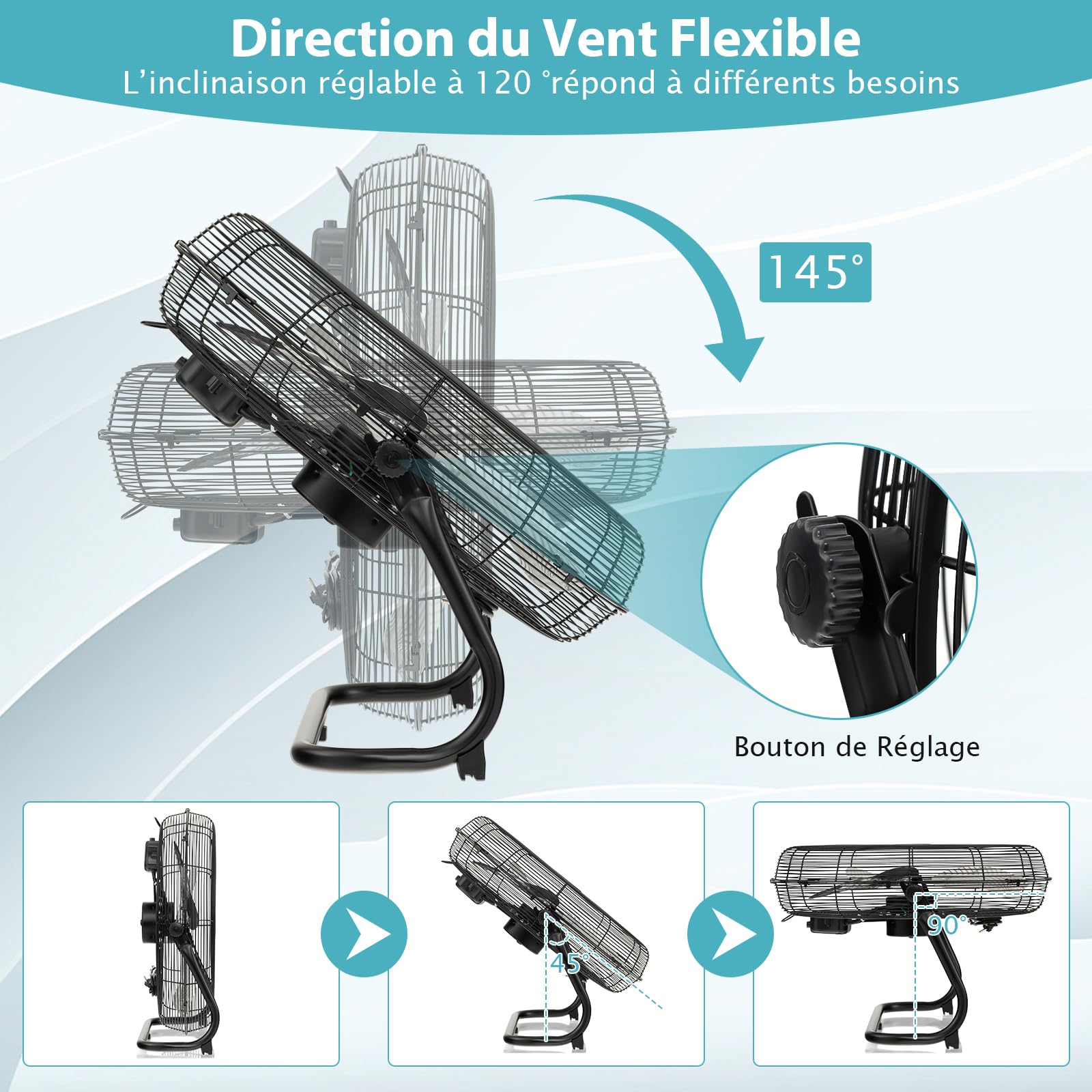 RELAX4LIFE Ventilateur de Sol Industrel Dia.60CM 160W 3 Vitesses, Ventilateur à Tambour 24 Pouces Mobile avec Poignée pour Magasin Garage Usine Cuisine Gym