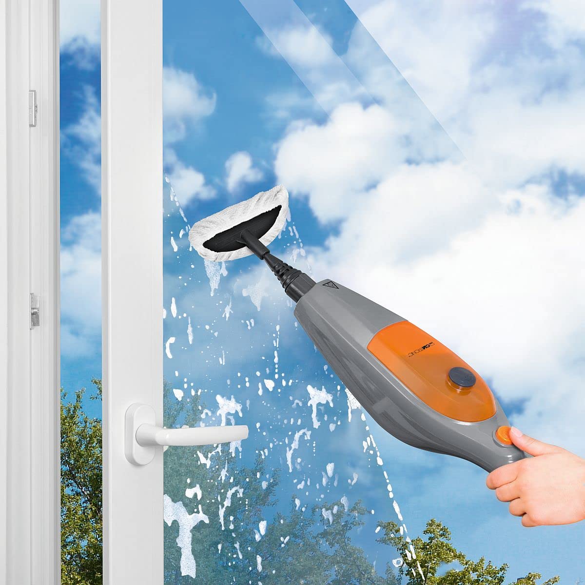 Clatronic DR 3539 Mopa de vapor 1500 W 300 ml 25 g/min cable 5 m gris naranja