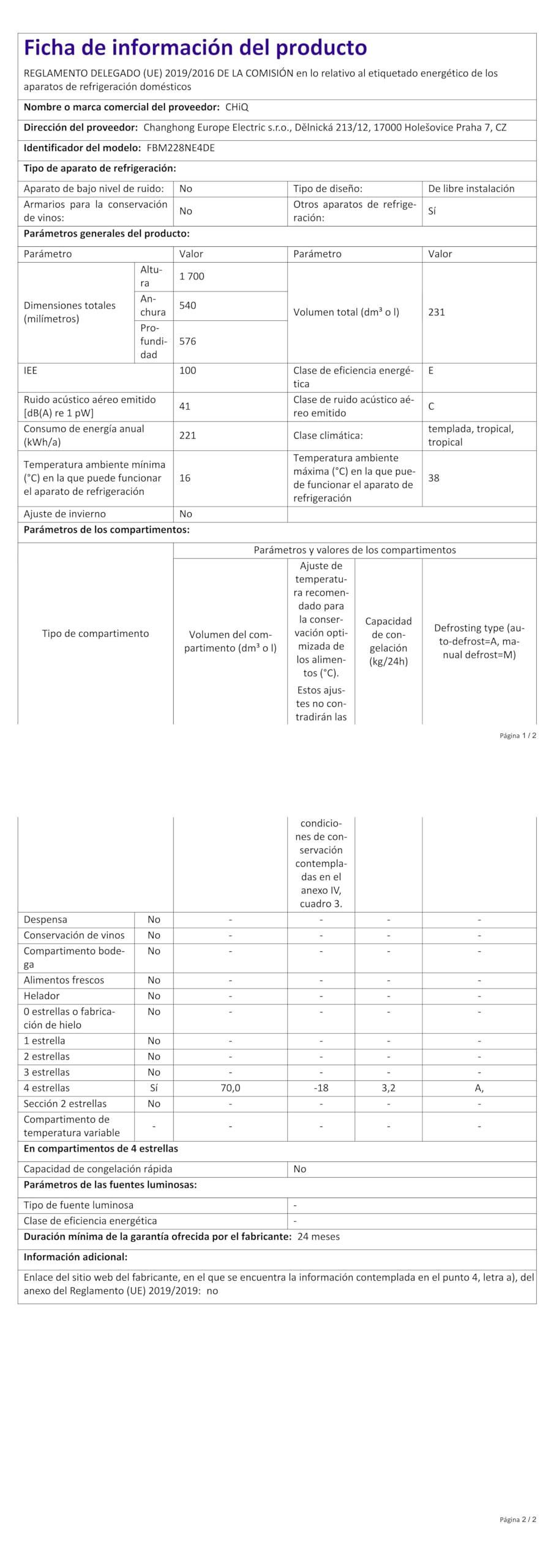CHiQ FBM228NE4DE No Frost Combi Refrigerator,frigorífico independiente con congelador, combinación de frigorífico y congelador 231 L, sin escarcha, flujo de aire múltiple, dispensador de agua, 170 cm — view 11
