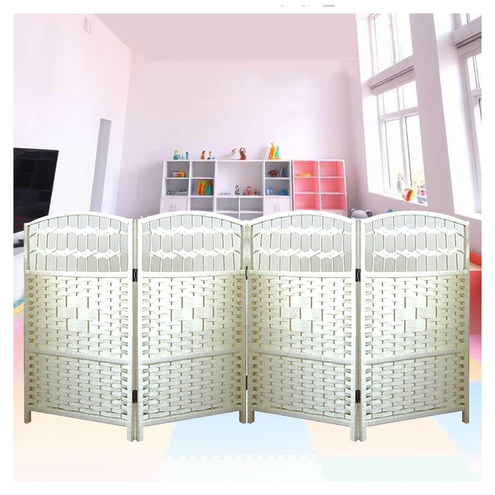 Cloison de séparation pliable blanche 4 panneaux amovibles de table