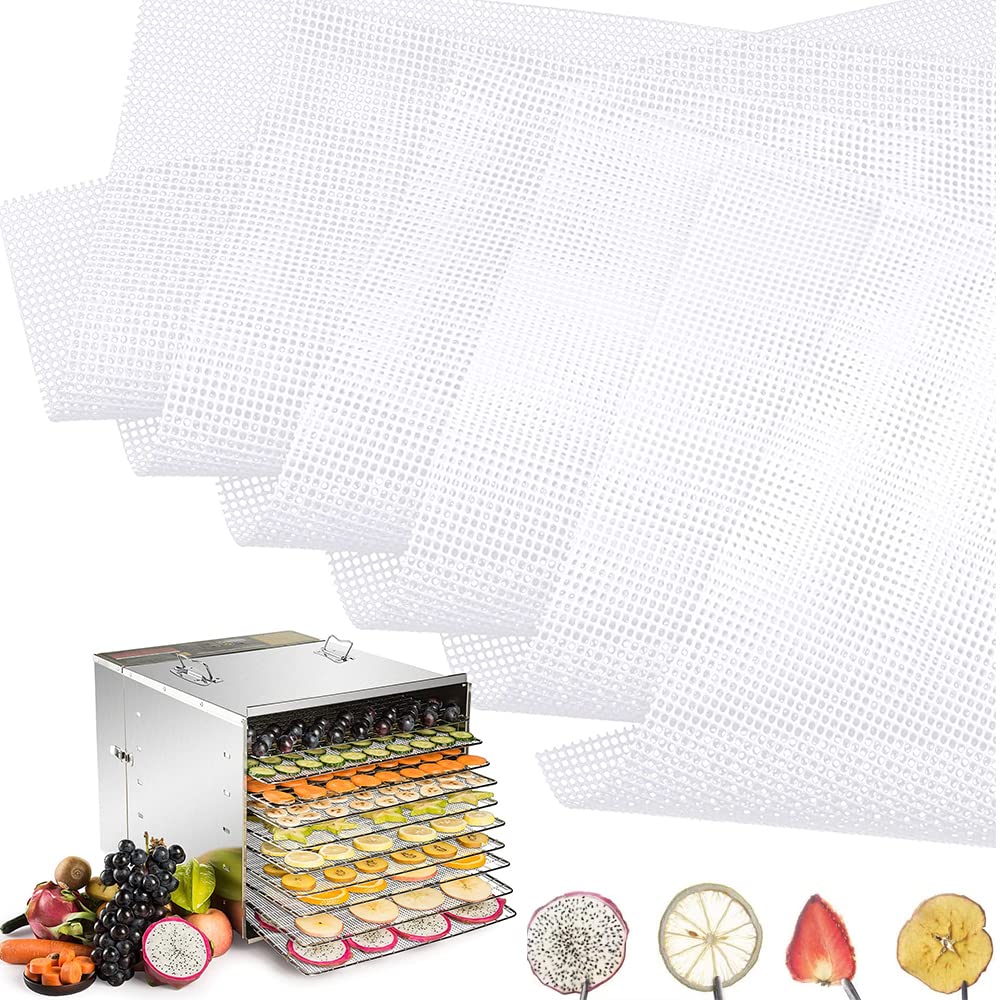 Aieraczy Fruit Dryer Mesh, 6 Pieces Silicone Dehydrator Sheets, Steamer Mesh Mat, 28 * 38cm Reusable Non Stick, for Cookie Dryer Sheets, Food Fruit Dryer