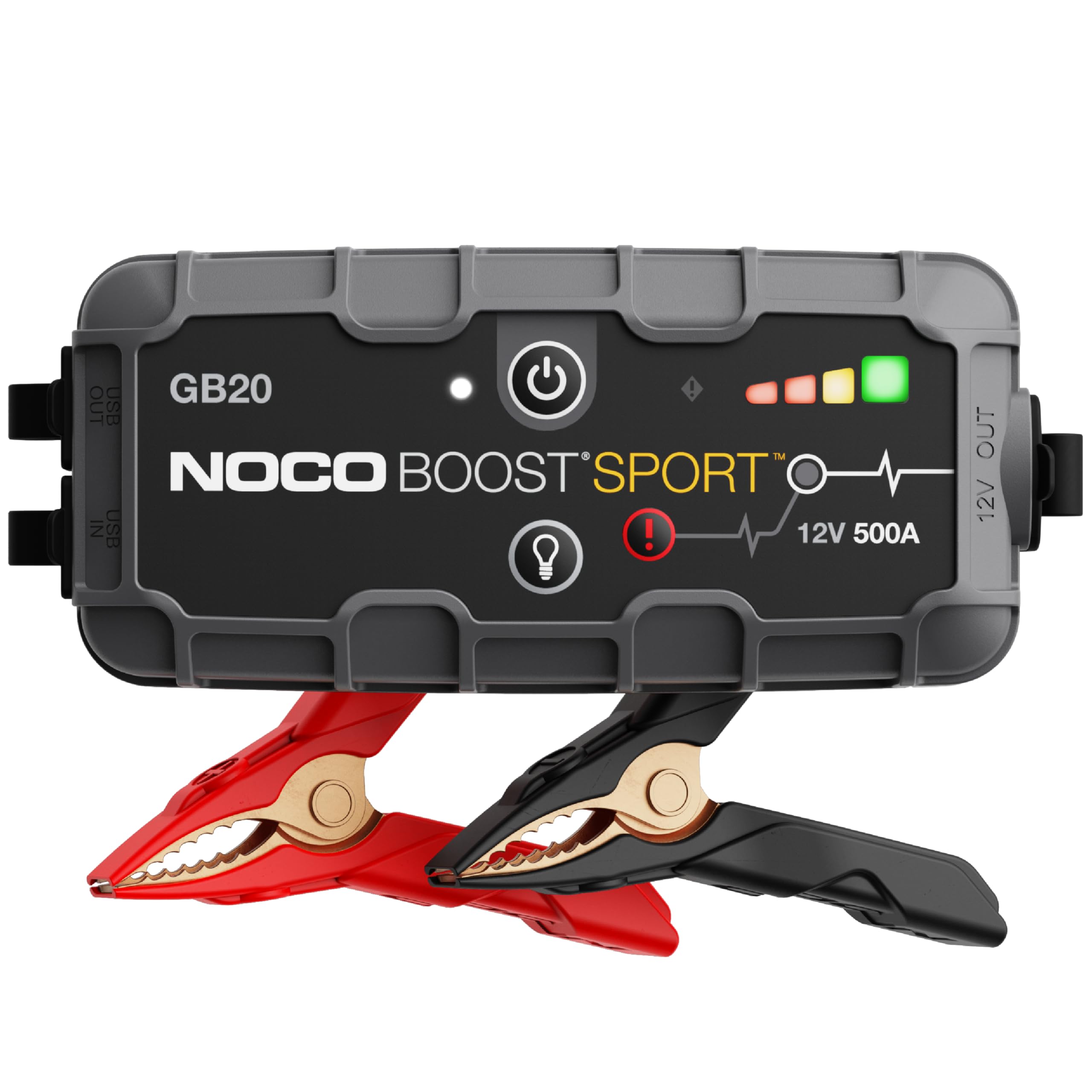 NOCO Boost GB20: Booster Batterie UltraSafe 500A – Démarreur Lithium 12V Portable avec Powerbank et Chargeur USB – pour Moteurs Essence 4,0L