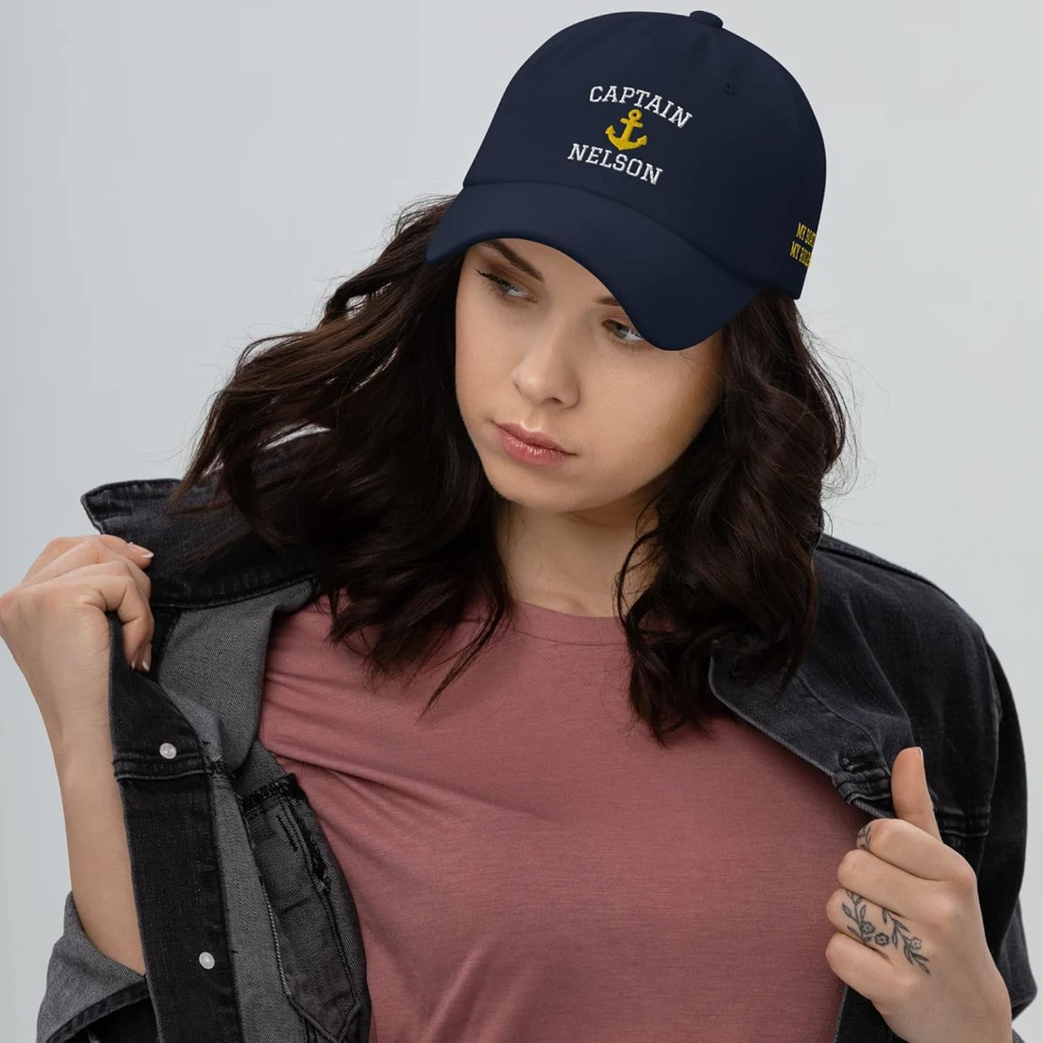 Captain Cap Embroidery, Skipper Custom Baseball Caps, Customize Your Captains hat, Embroidered Captain Boat dad hat,Baseball Cap Navy