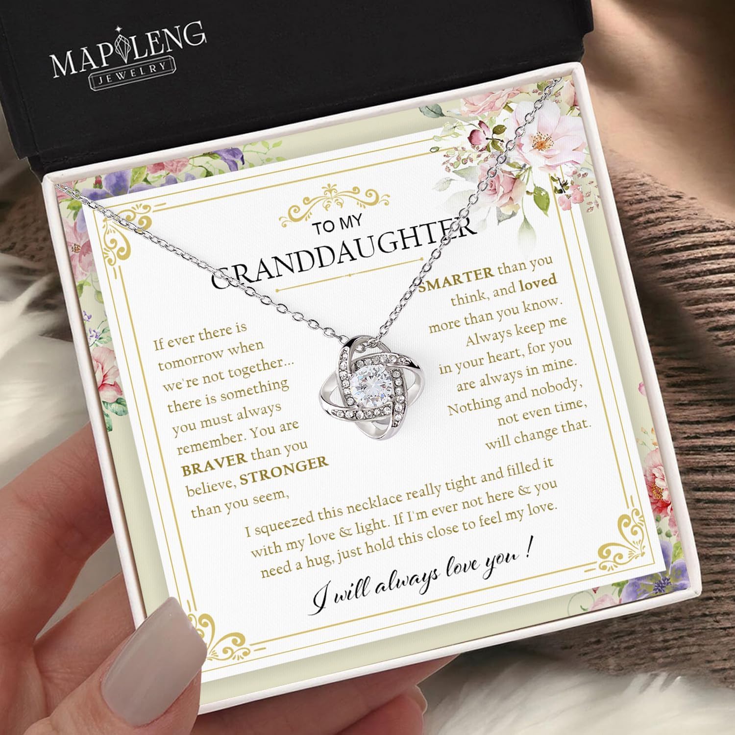 Love Knot Necklace for Grandchild - Birthday or From Grandma or Grandpa