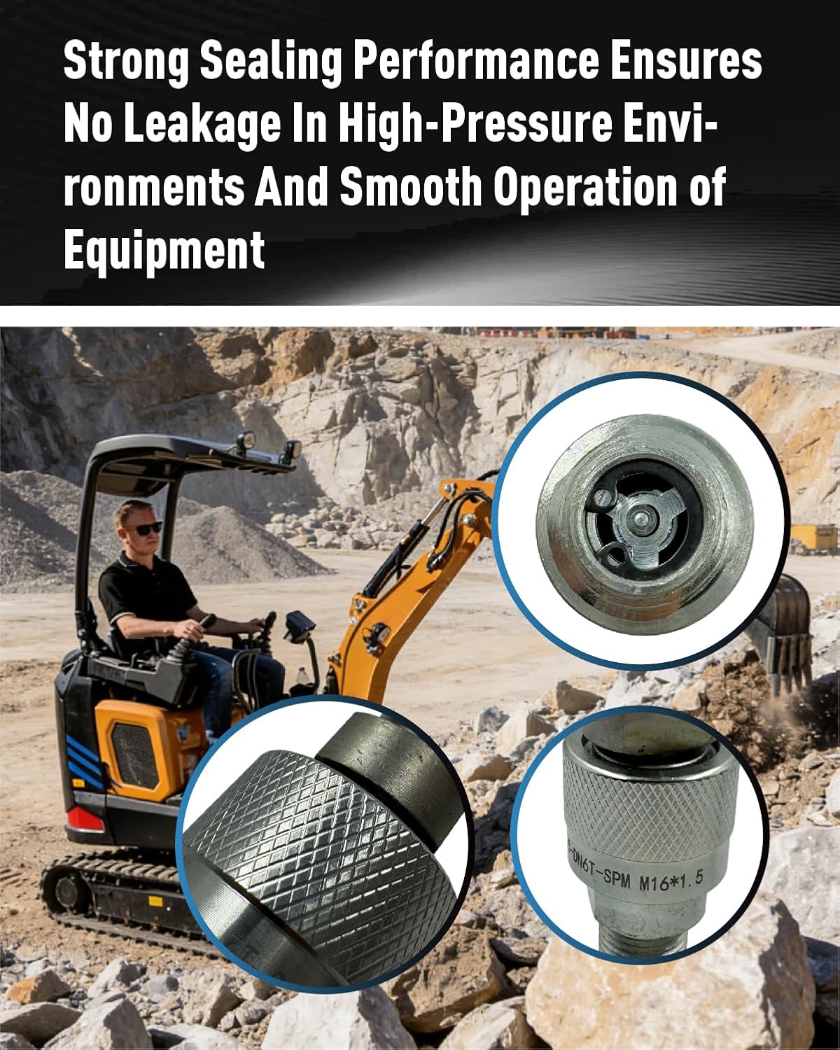 M16-M14 Hydraulic Quick Connect Fittings Fit for AGT and Chinese Mini Excavators 2 Male & Female Hydraulic Hose Fittings, Hydraulic Hose Connect Adapter