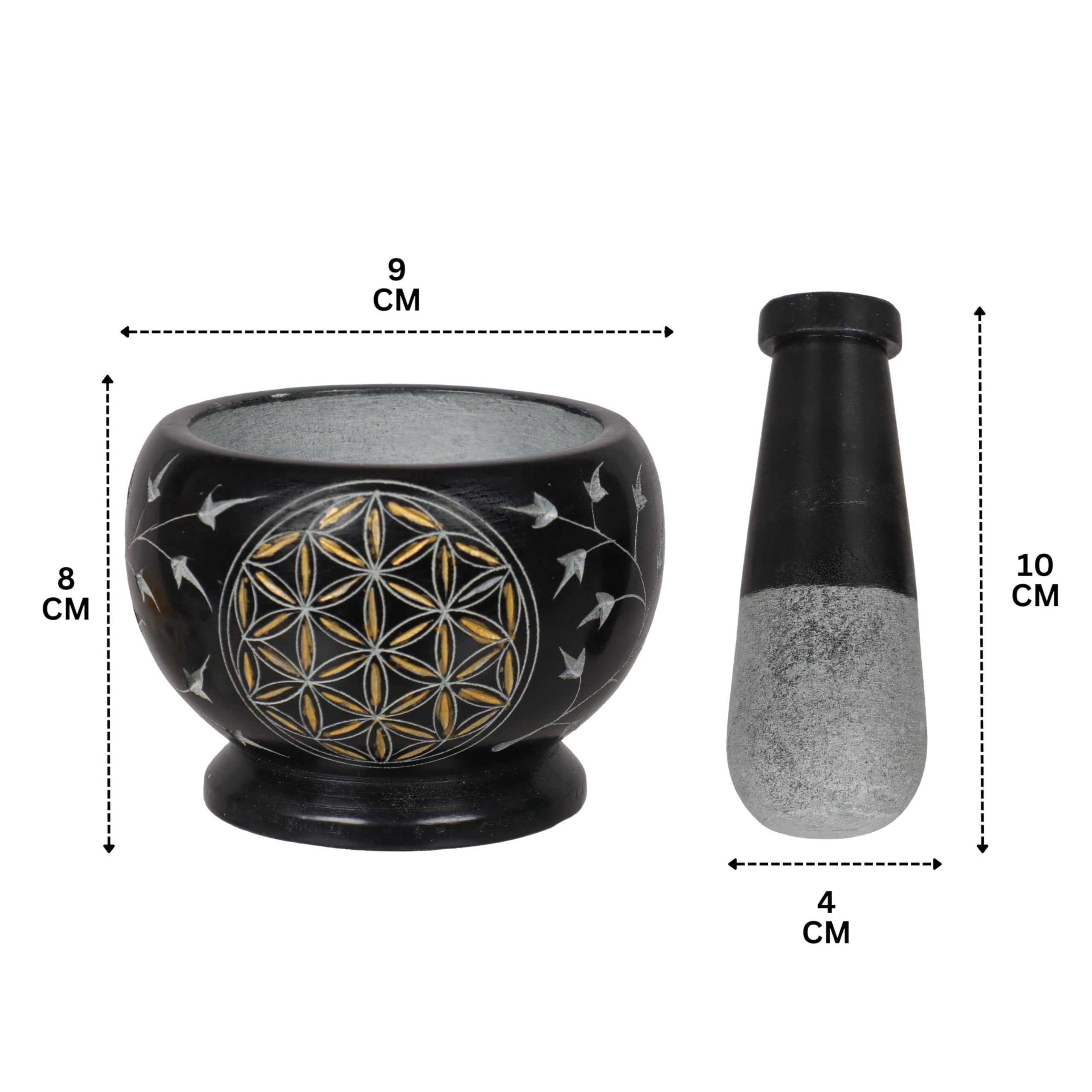 Divit Shilp Mortar and Pestle, Made of Heavy Duty Polished Hard Stone, Natural Stone Grinder for Spices Pastes, Herbs - Image 3