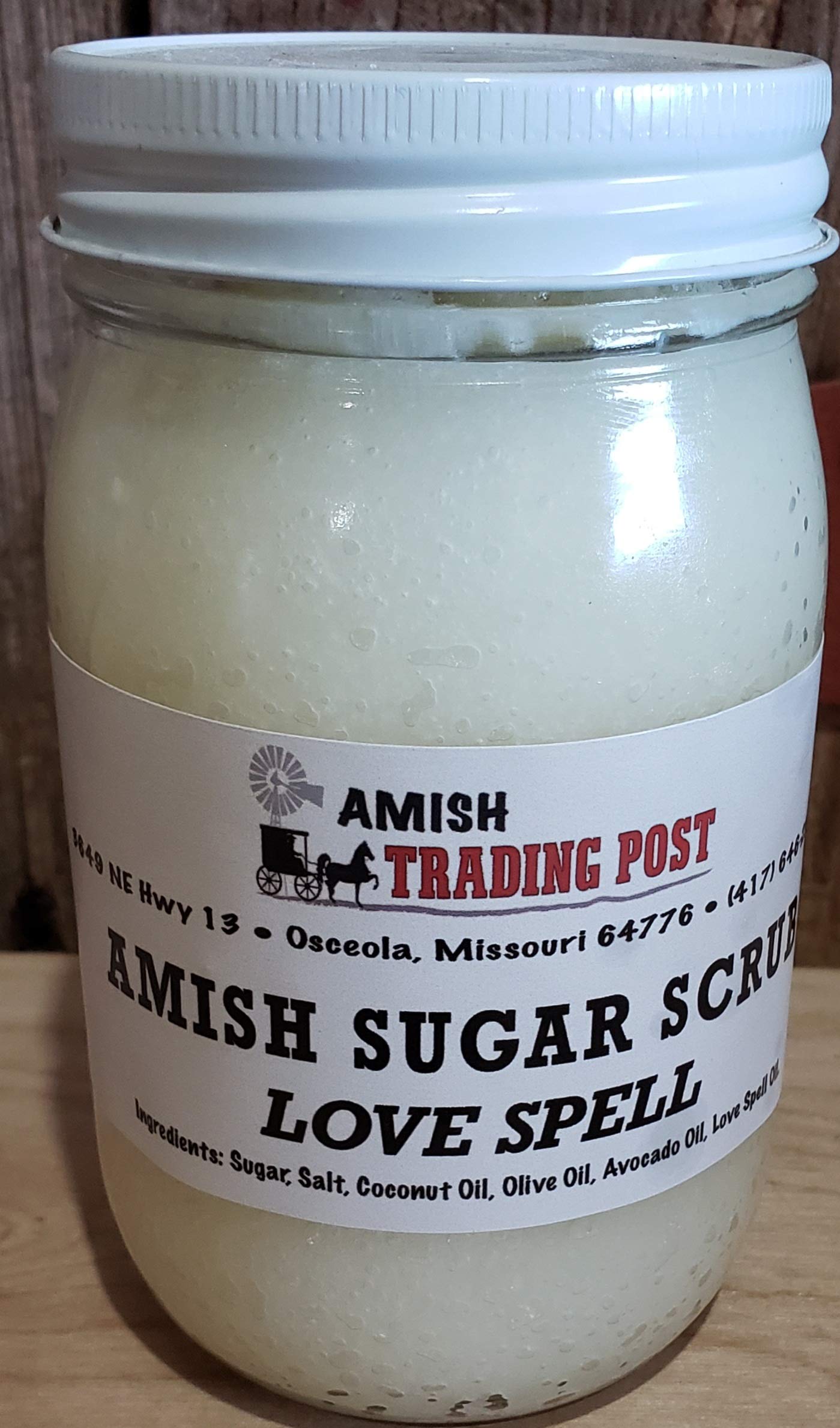 Amish Sugar Scrub all Natural Homemade Product! 1 pint glass jar Facial Scrub (Love Spell)