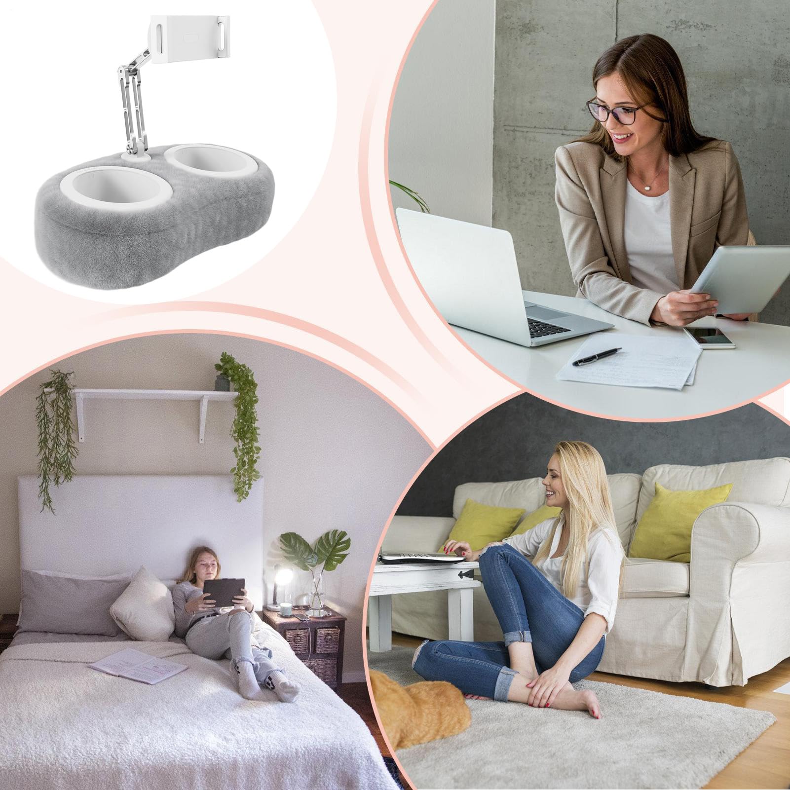Supporto Tablet a Cuscino Supporto Girevole per Telefono | Portatable Regolabile per Toeletta Divano Scrivania con Base Girevole