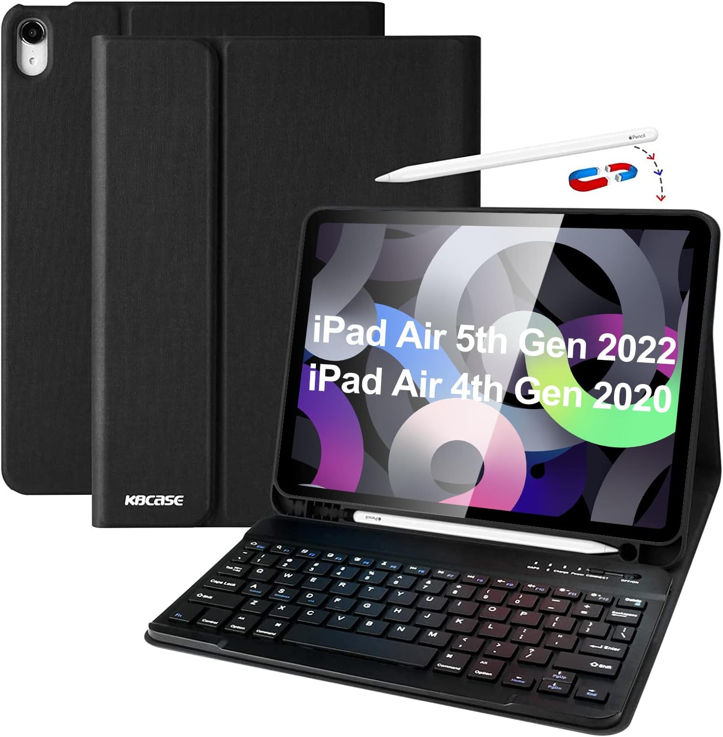 iPad Air 4th Generation Case with Keyboard iPad 10.9 2020 Keyboard Case with Pencil Holder Bluetooth Keyboard Cover Case for iPad 11 Pro 2018, iPad 10.9 Inch 2020, Slim Keyboard Case