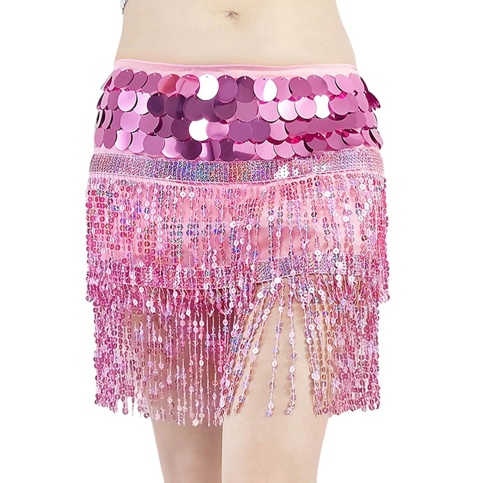 Women's sequined dress belly dance and Zumba costume mini skirt with tassels suitable for performances and festival dances