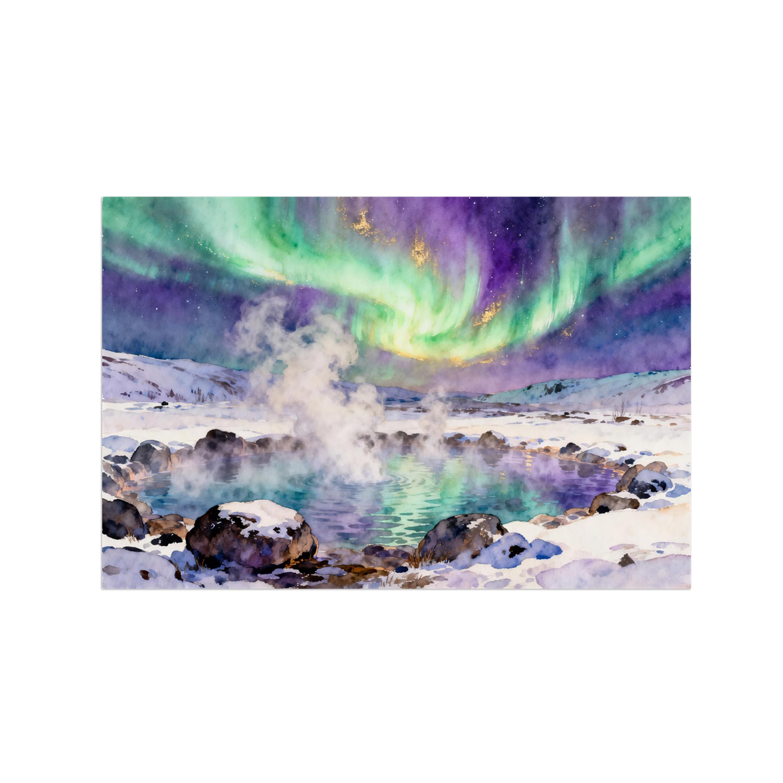 OZPWBVY Winter Aurora Lake Landscape Canvas Wall Art Print Painting 80x120cm Unframed
