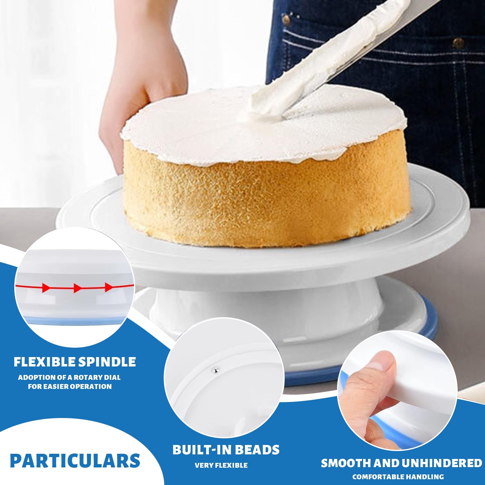 6Pezzi Kit Piatto Girevole per Torte con Raschietto Pasticceria, Pettine per Torte, Kit Pasticceria Professionale, Piatto Rotante per Torte per Fare Torte, Cottura al Forno, 28cm