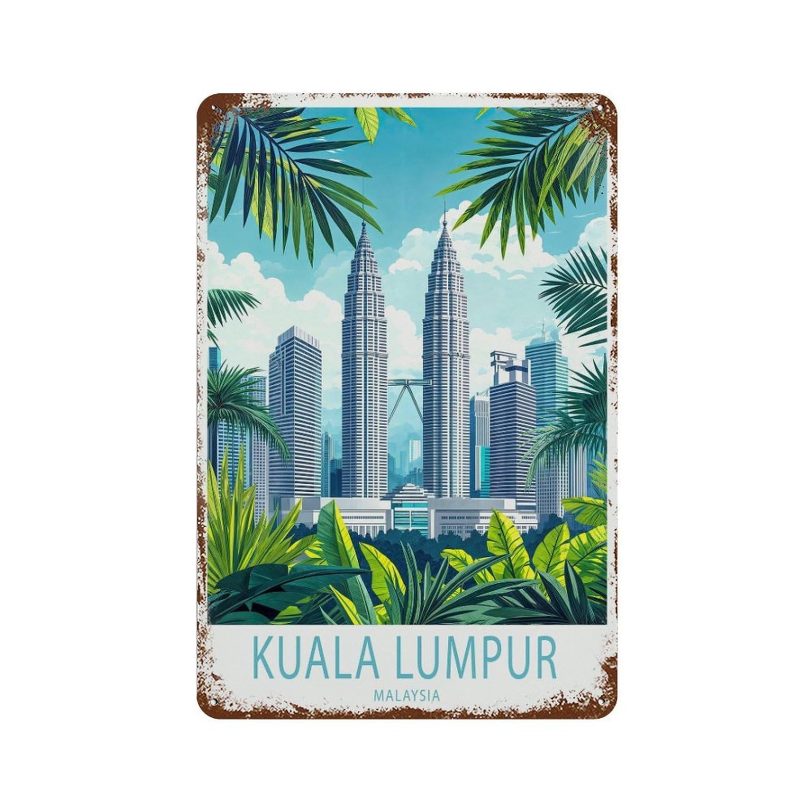 Kuala Lumpur Malaysia Travel Petronas Twin Towers Custom Birthday G (2) Wall Decor Art Metal Tin Poster Modern Home Decor Art Home Bar Shop Decorations Vintage Sign 30x20cm