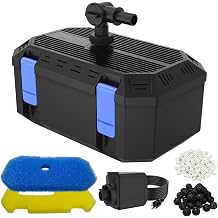 Pond Filter Pump with 4-Stage Filtration System | 40W 850GPH Submersible Pond Pump | Pond Filter Box for 500-750 Gal Outdoor Koi Fish Pond, Garden, Fountain, Waterfall & Water Feature