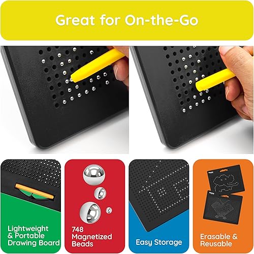 Miniatura 7 de PicassoTiles Tabla de dibujo de caballete artístico todo en uno pizarra y pizarra blanca con accesorios de arte juguetes para niños pequeños