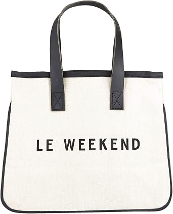 Santa Barbara Design Studio Hold Everything Tote, Black/White 100% Cotton Canvas, Genuine Leather Handles, Mini