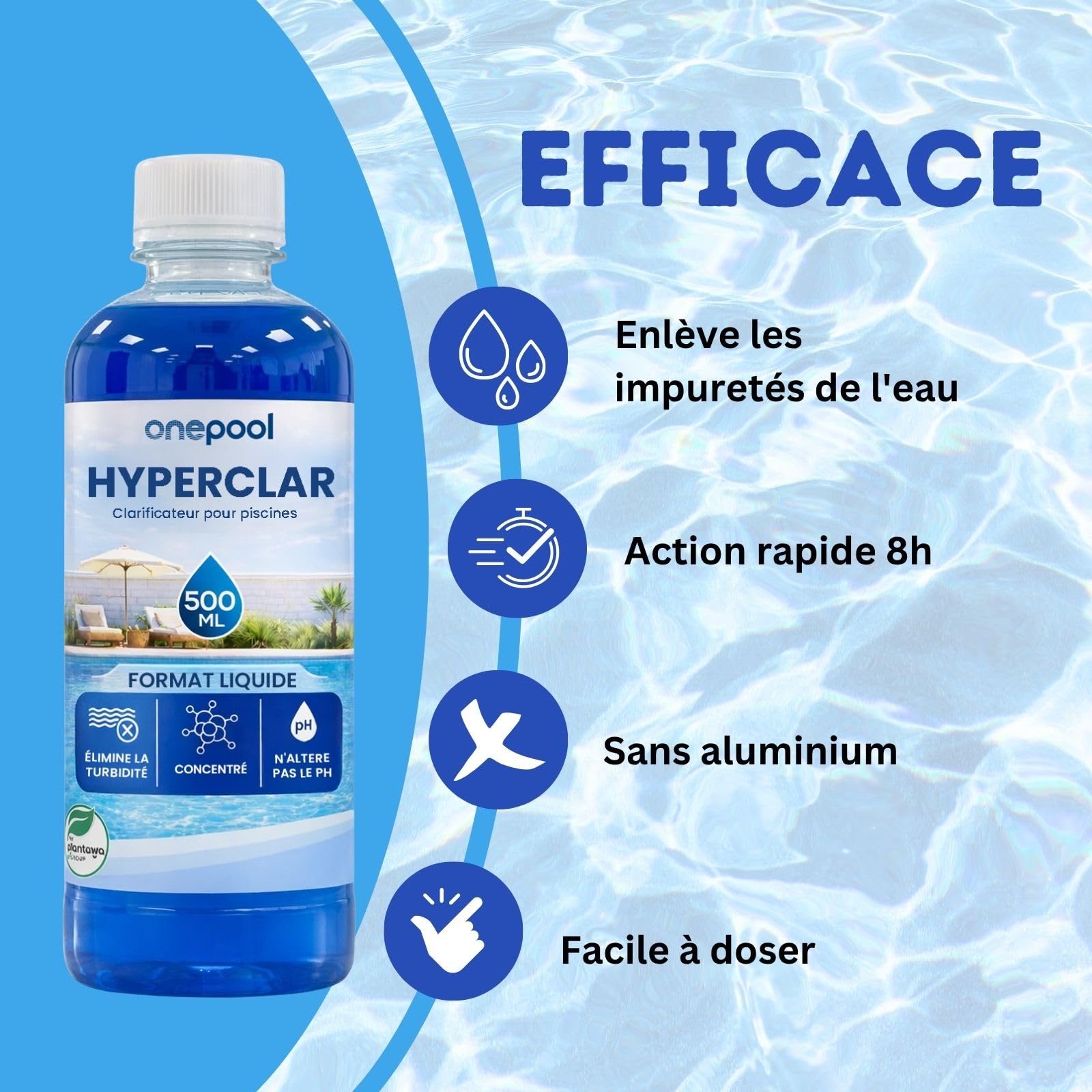 Floculant Concentré Naturel Pour Piscine 16 Semaines - Clarifiant Puissant Pour Eau Cristalline, Idéal Petites Piscines & Spas, Végétalien Sûr Pour Toute La Famille