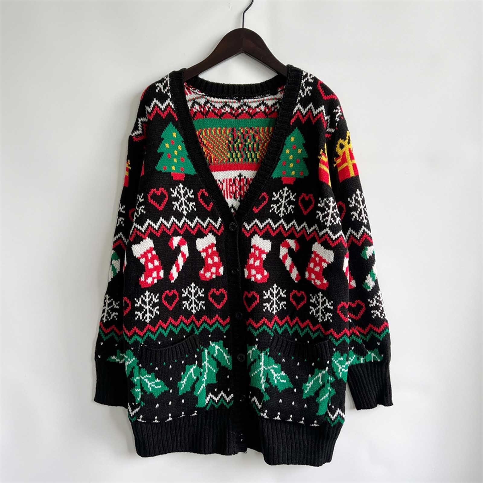 Maglioni vintage natalizi da donna 2024 autunno maglione leggero 2024 per le donne lavorato a maglia comodo scollo a V inverno autunno maglione allentato maglione autunno autunno manica a pipistrello