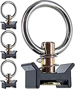 US Cargo Control Single Stud Fitting for L Track (4 Pack) 4,000 Pounds Break Strength, Stainless Steel Round Ring, Spring Loaded in Aluminum Keeper, 360 Degree Round Ring Rotation - Black