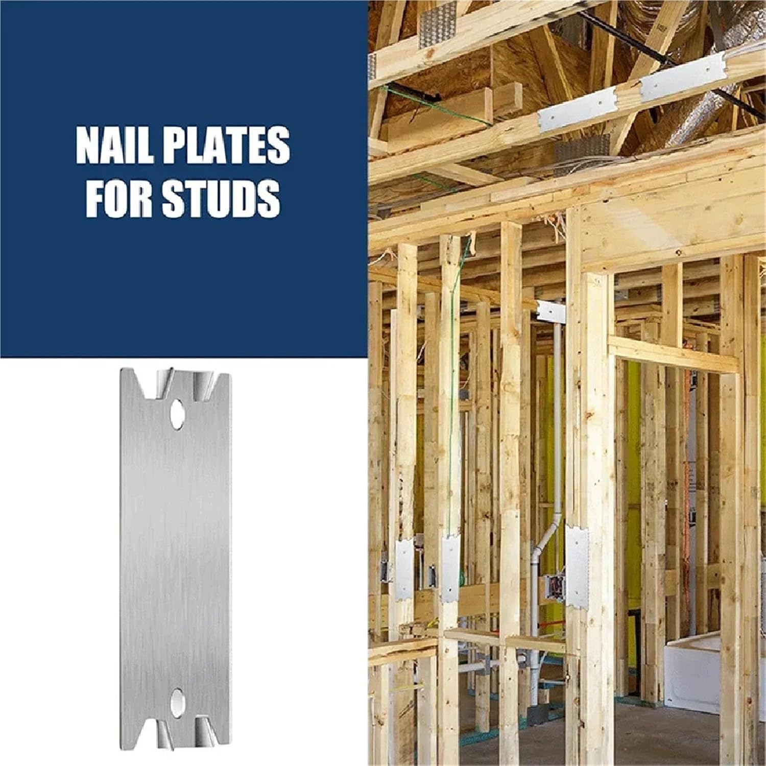 Nail Plates 50Pcs Galvanized Nail Boards Protect Wood Surfaces With Steel Safety Plates 1.5 X 6 Inches Tools-Accessories