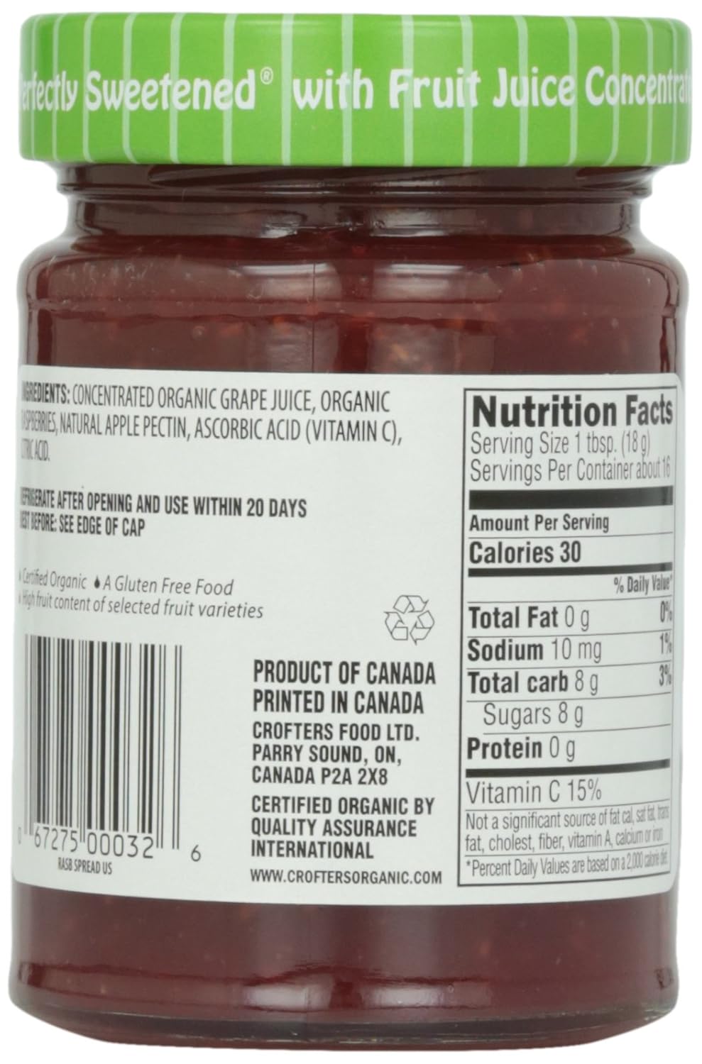 Crofter's Organic Raspberry Fruit Spread, 10 Oz Jar