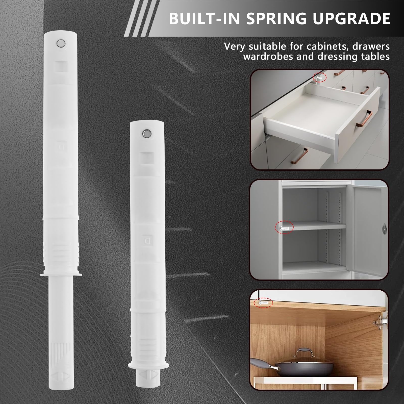 12 Stück Push-to-Open-Türriegel, verstellbarer magnetischer Push-Riegel, versteckte Tür-Touch-Riegel und Fang-Push-Release-Schubladenzug FüR TüRsch(Black)