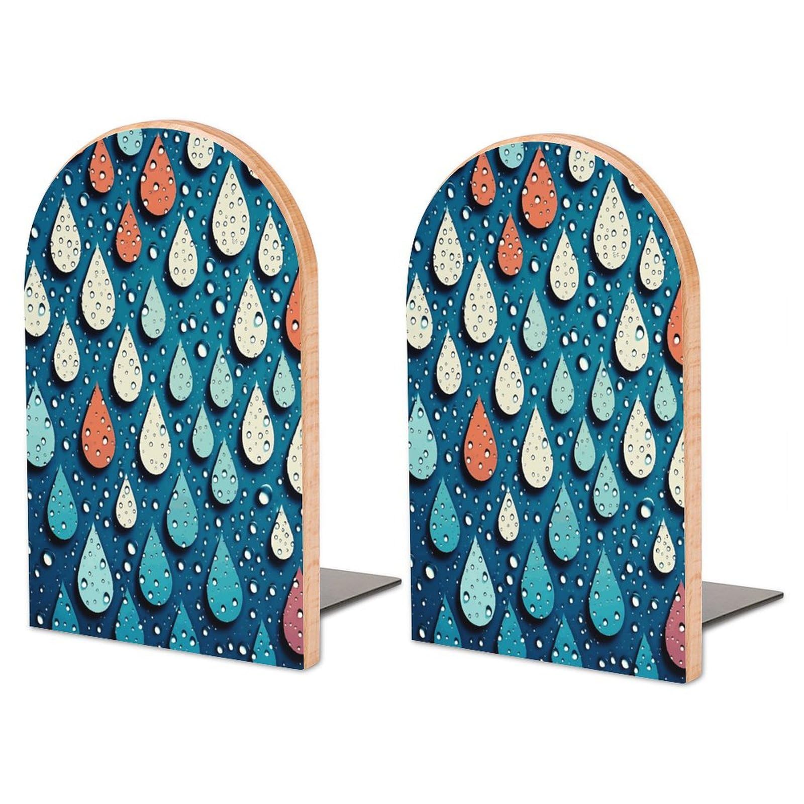 Serre-livres réglables bois métal motif gouttes d'eau rangement livre étagère salon